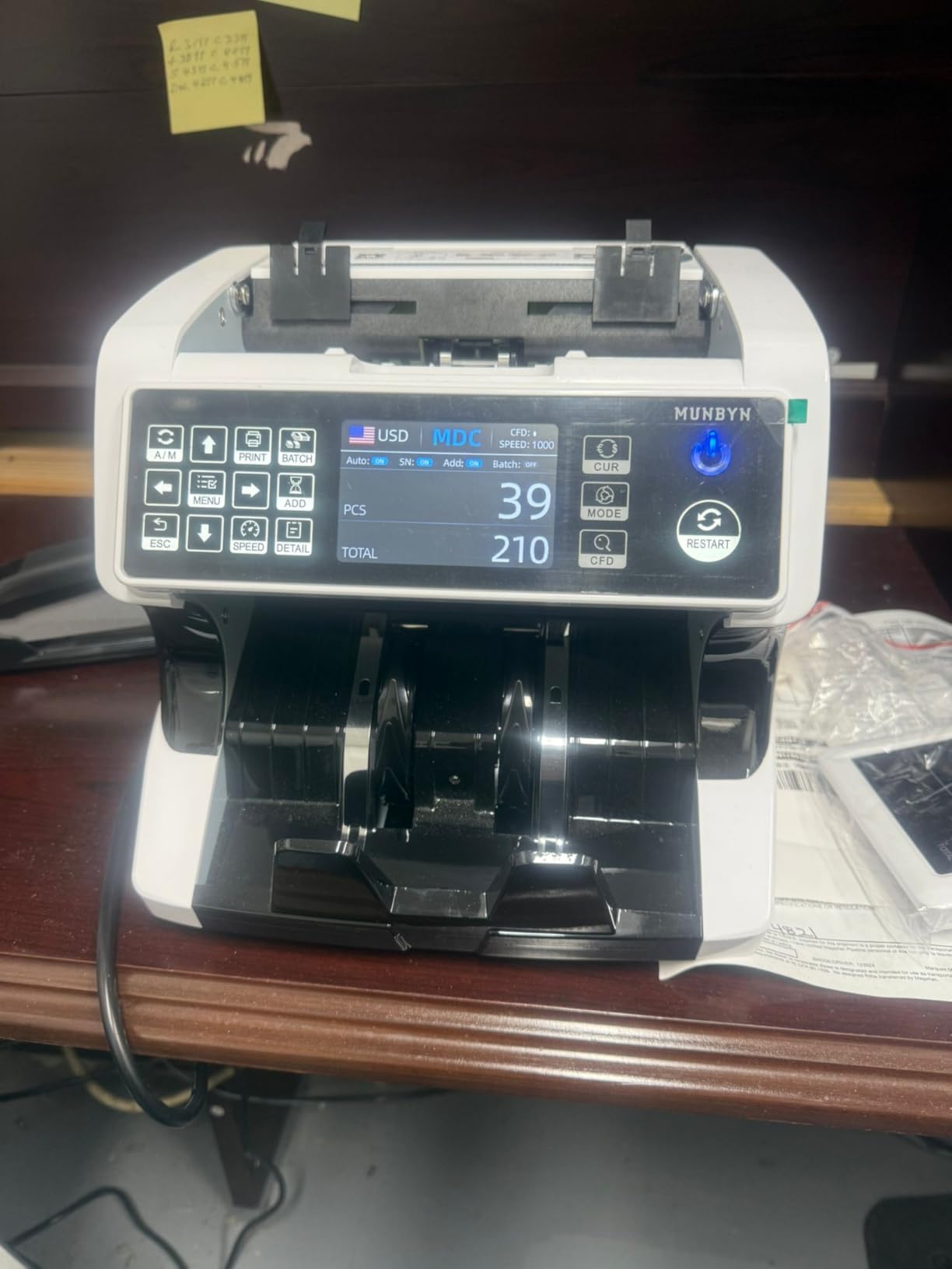 MUNBYN IMC01 Bank Grade Money Counter Machine Mixed Denomination, 2CIS/UV/IR/MG/MT Counterfeit Detection, Serial Number, MUL Currency Cash Counter, Printer Compatible, 2Y Manufacturer (White) customer photo 2