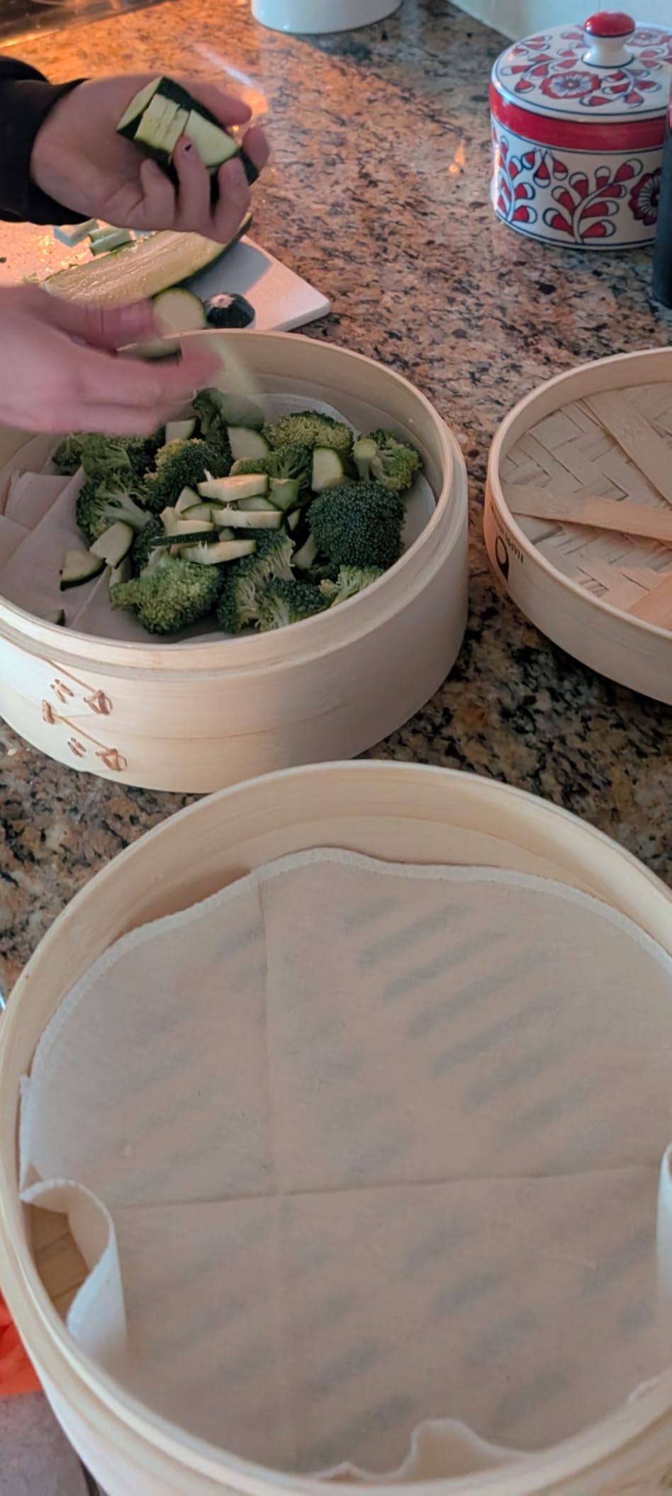HAPPI STUDIO Bamboo Steamer Basket 10 Inch, Extra Deep Dumpling Steamer Set customer photo 1