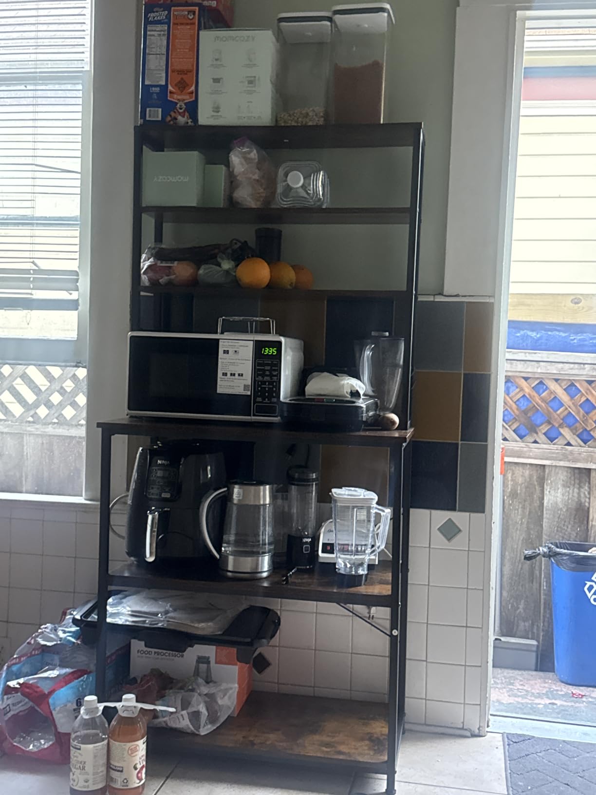 VASAGLE Coffee Bar, 31.5 Inches 6-Tier Baker's Rack with 6 Hooks | Modern Basic Microwave Stand, 31.5 x 15.7 x 65.7 Inches, Rustic Brown and Ink Black, BARNET Collection customer photo 1