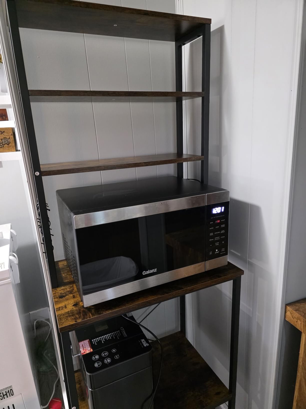 VASAGLE Coffee Bar, 31.5 Inches 6-Tier Baker's Rack with 6 Hooks | Modern Basic Microwave Stand, 31.5 x 15.7 x 65.7 Inches, Rustic Brown and Ink Black, BARNET Collection customer photo 2