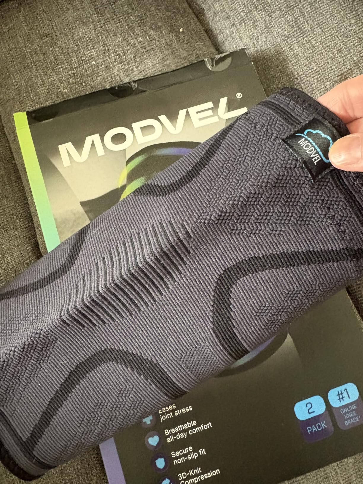 Modvel Compression Knee Brace for Women & Men - 2 Pack Knee Brace for Women Running Knee Pain, Knee Support Compression Sleeve, Workout Sports Knee Braces for Meniscus Tear ACL & Arthritis Pain Relief customer photo 1