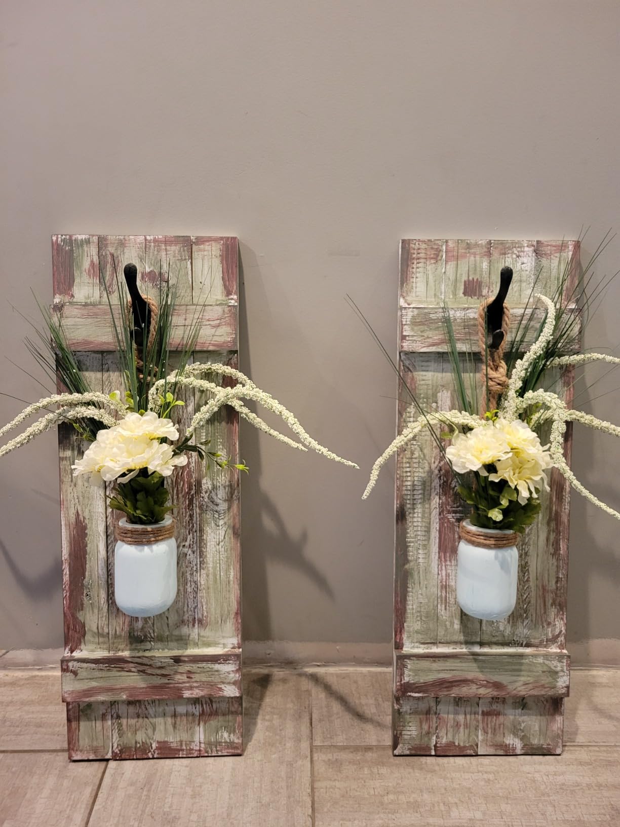 Wood Shutters Wall Decor, 10 x 30 Inch - Barnwood, Farmhouse Style Barn customer photo 1