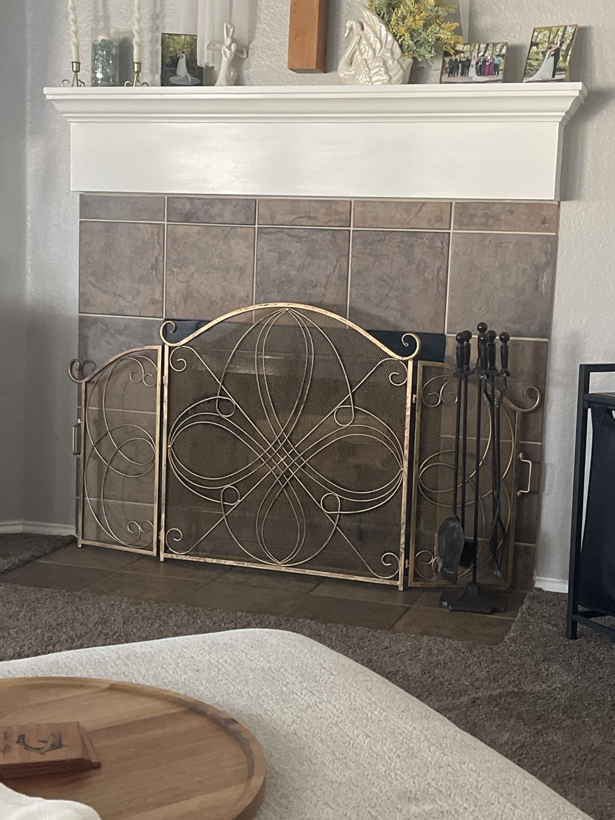 Best Choice Products 3-Panel 55x33in Solid Wrought Iron See-Through Metal Fireplace Screen, Spark Guard Safety Protector w/Decorative Scroll - Pewter customer photo 2