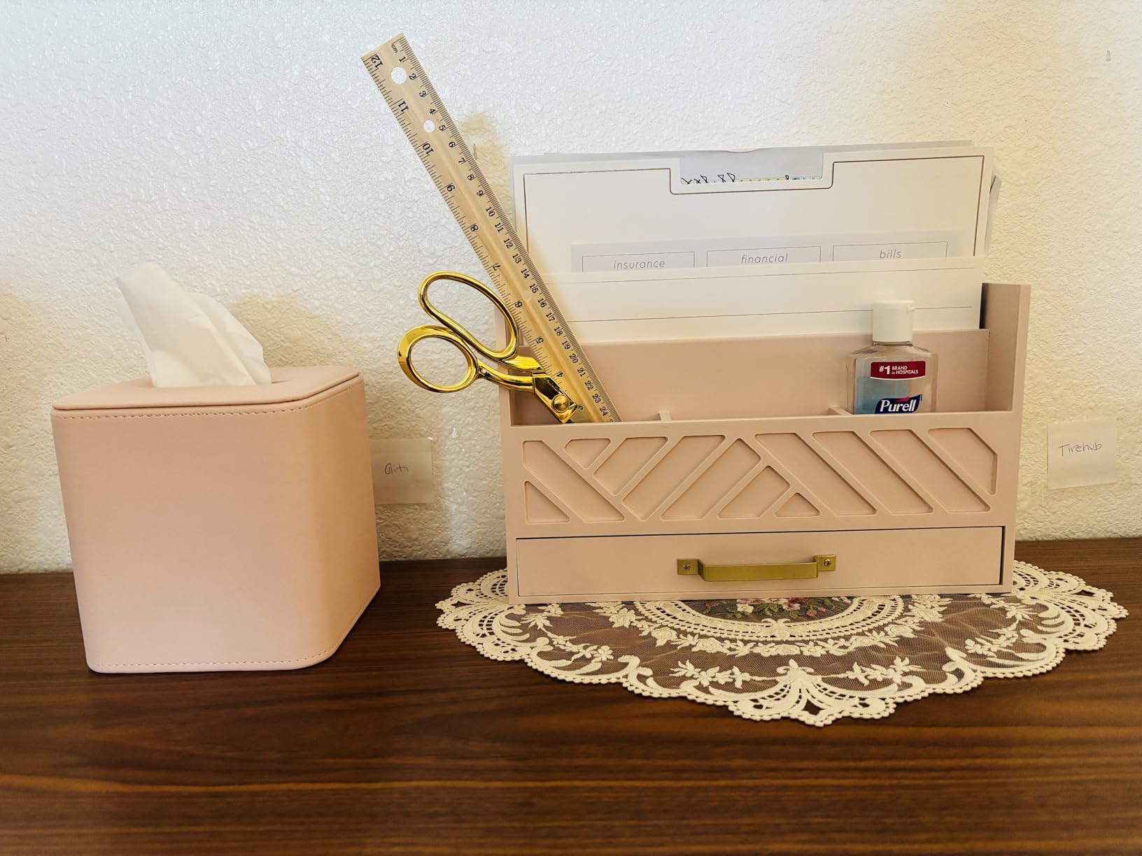 BLU MONACO | Wooden Mail Organizer with Drawer | Mail Organizer Countertop with 6 Compartments | Bill Holder for Desk | White Desktop Mail Sorter customer photo 1