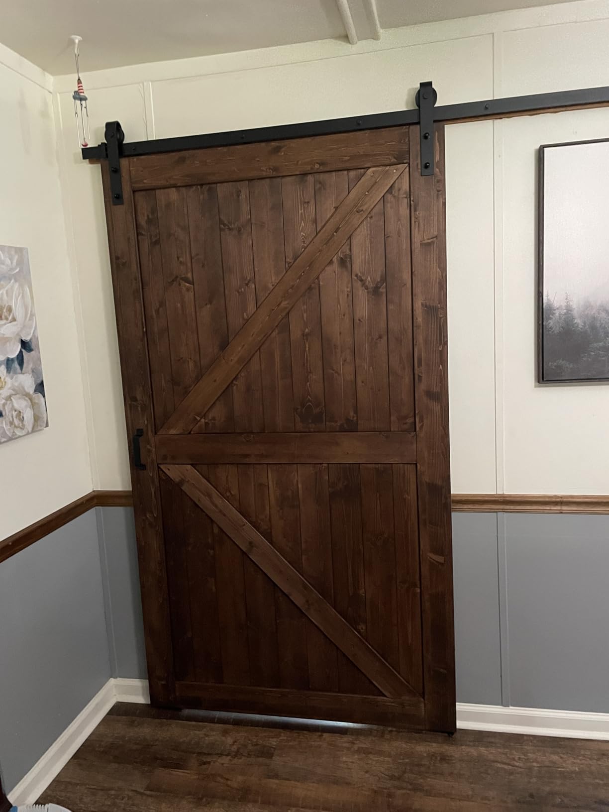 EaseLife 36in x 84in Sliding Barn Door with 6.6FT Barn Door Hardware Kit & Handle Included, Solid Spruce Wood Door, K-Frame customer photo 1