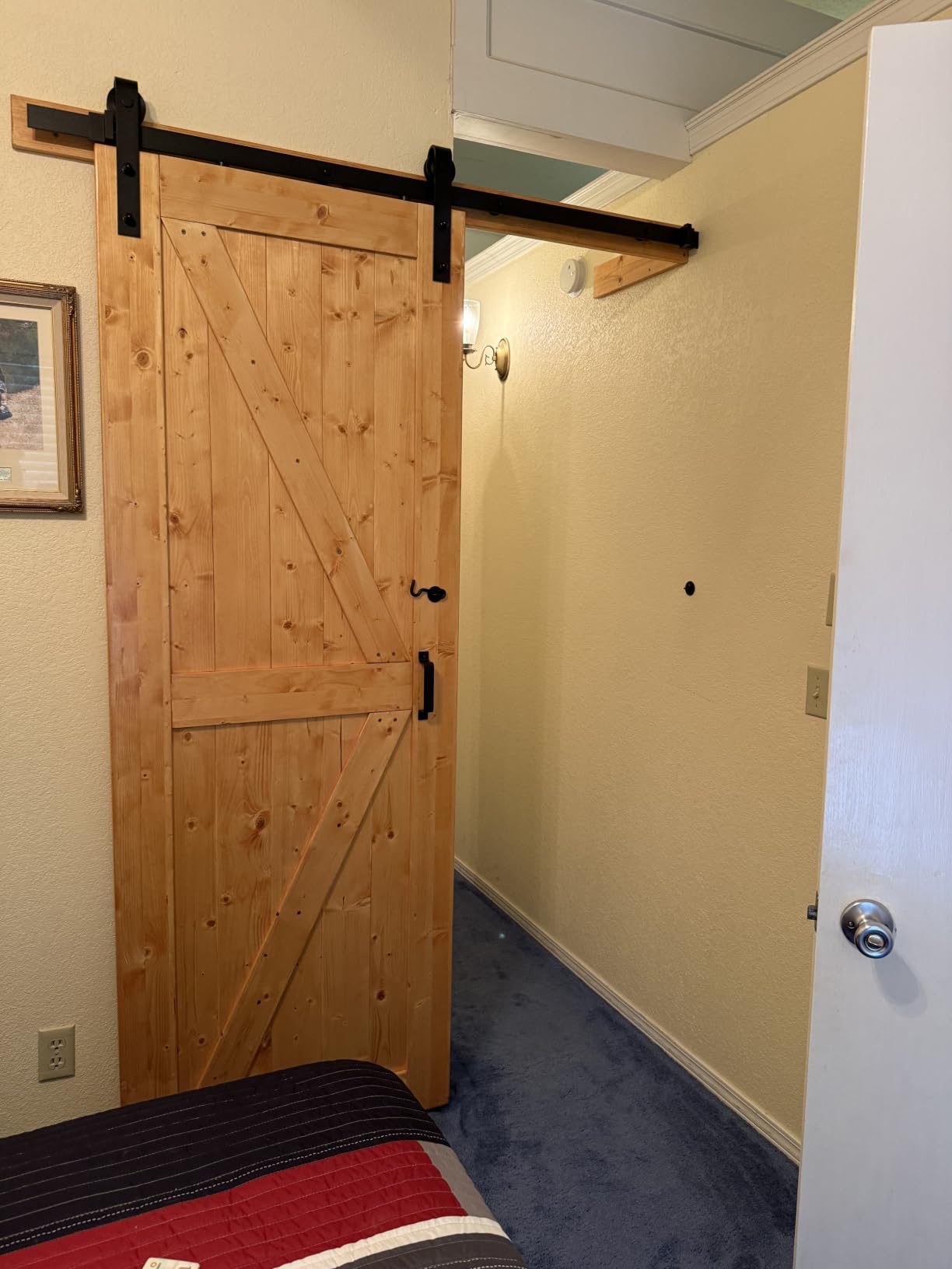 EaseLife 36in x 84in Sliding Barn Door with 6.6FT Barn Door Hardware Kit & Handle Included, Solid Spruce Wood Door, K-Frame customer photo 2
