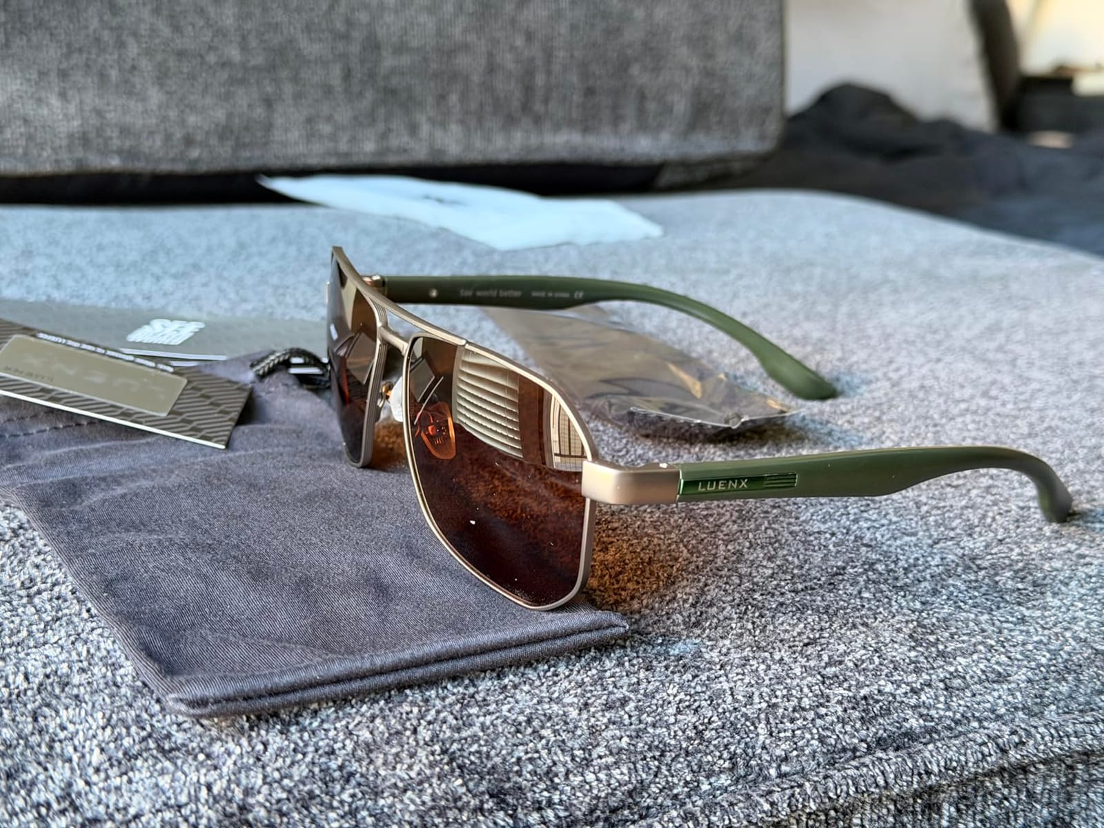 Aviator Polarized Sunglasses for Men: Square UV400 Driving customer photo 1