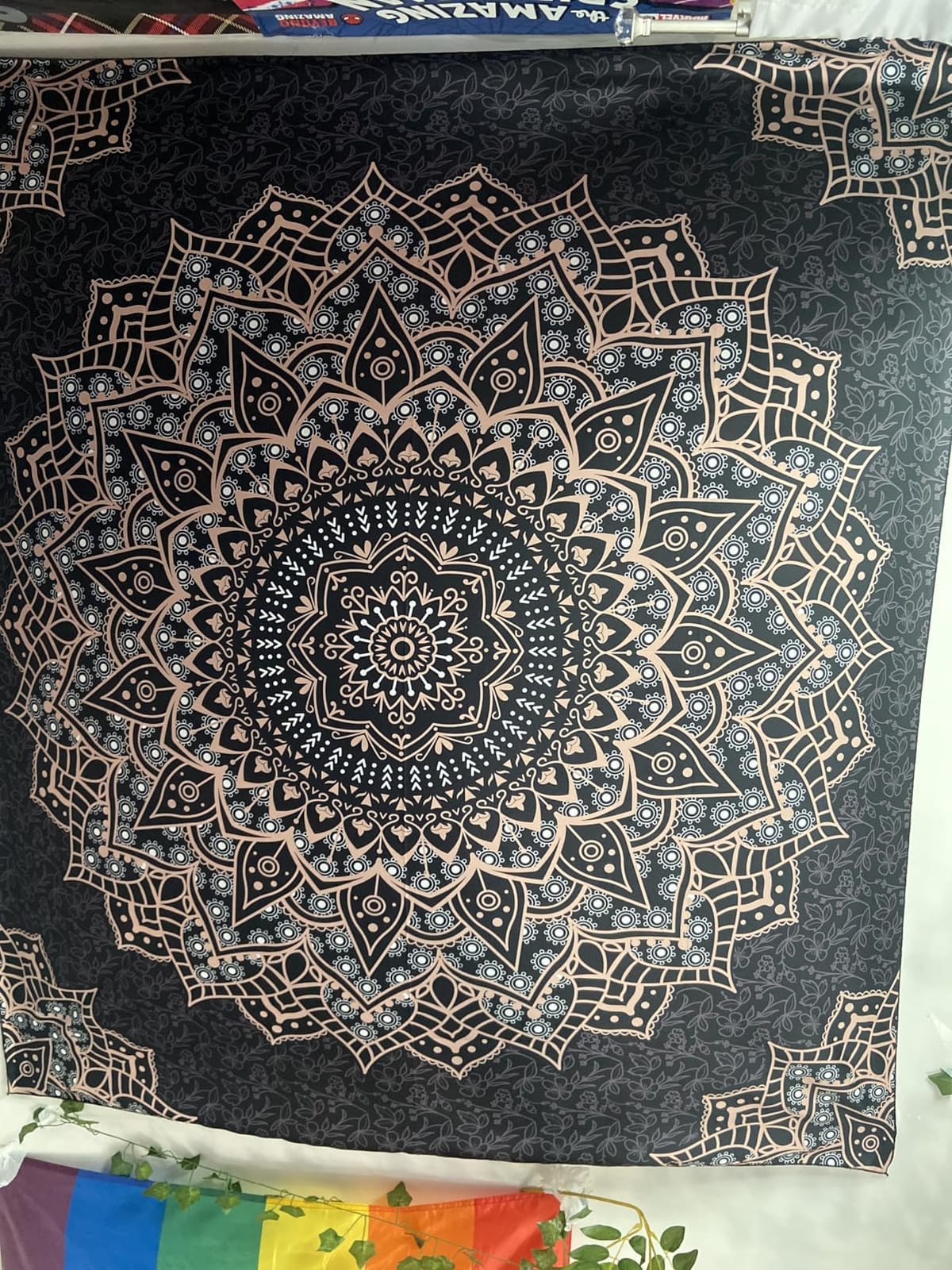 Black Mandala Tapestry Wall Hanging Psychedelic Wall Tapestry Aesthetic Indian Hippie Decor Bohemian Art customer photo 1