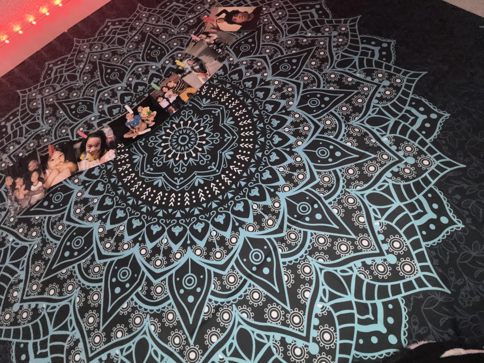 Black Mandala Tapestry Wall Hanging Psychedelic Wall Tapestry Aesthetic Indian Hippie Decor Bohemian Art customer photo 2