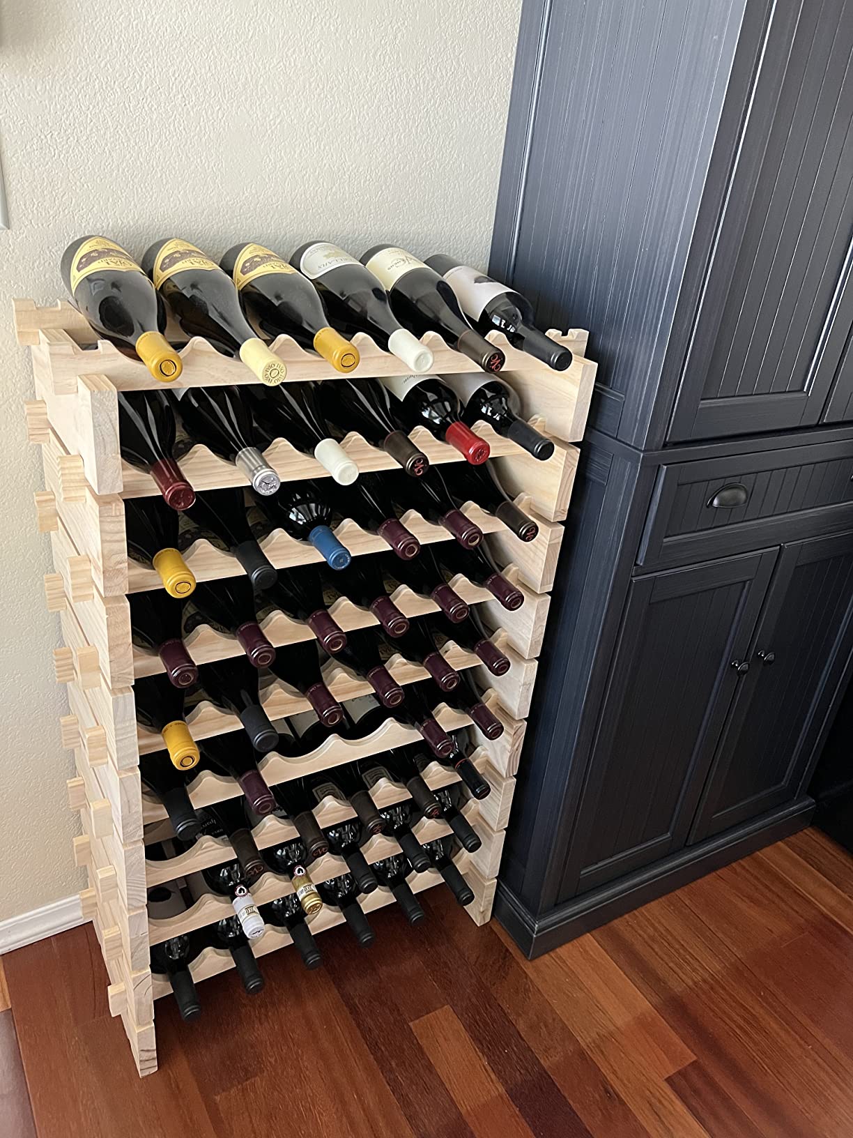 Wine Rack Solid Wood Stackable Storage Wooden Wine Rack Wine Cabinet (60 Bottles, Natural Color) customer photo 1