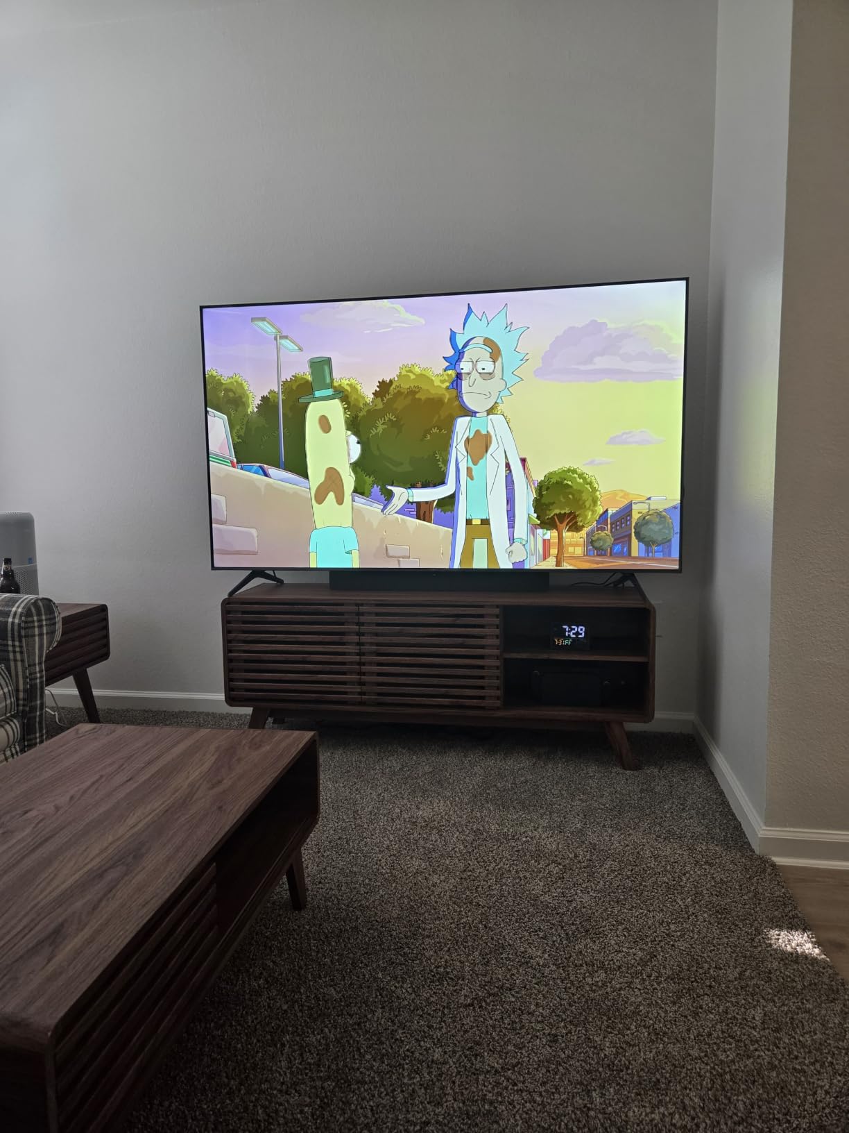 mopio Ensley TV Stand, Mid Century Modern for 55/60/65 inch TV, Farmhouse TV Stand, Entertainment Center with Storage, TV and Media Console for Living Room (Walnut, 59 inch Low) customer photo 2