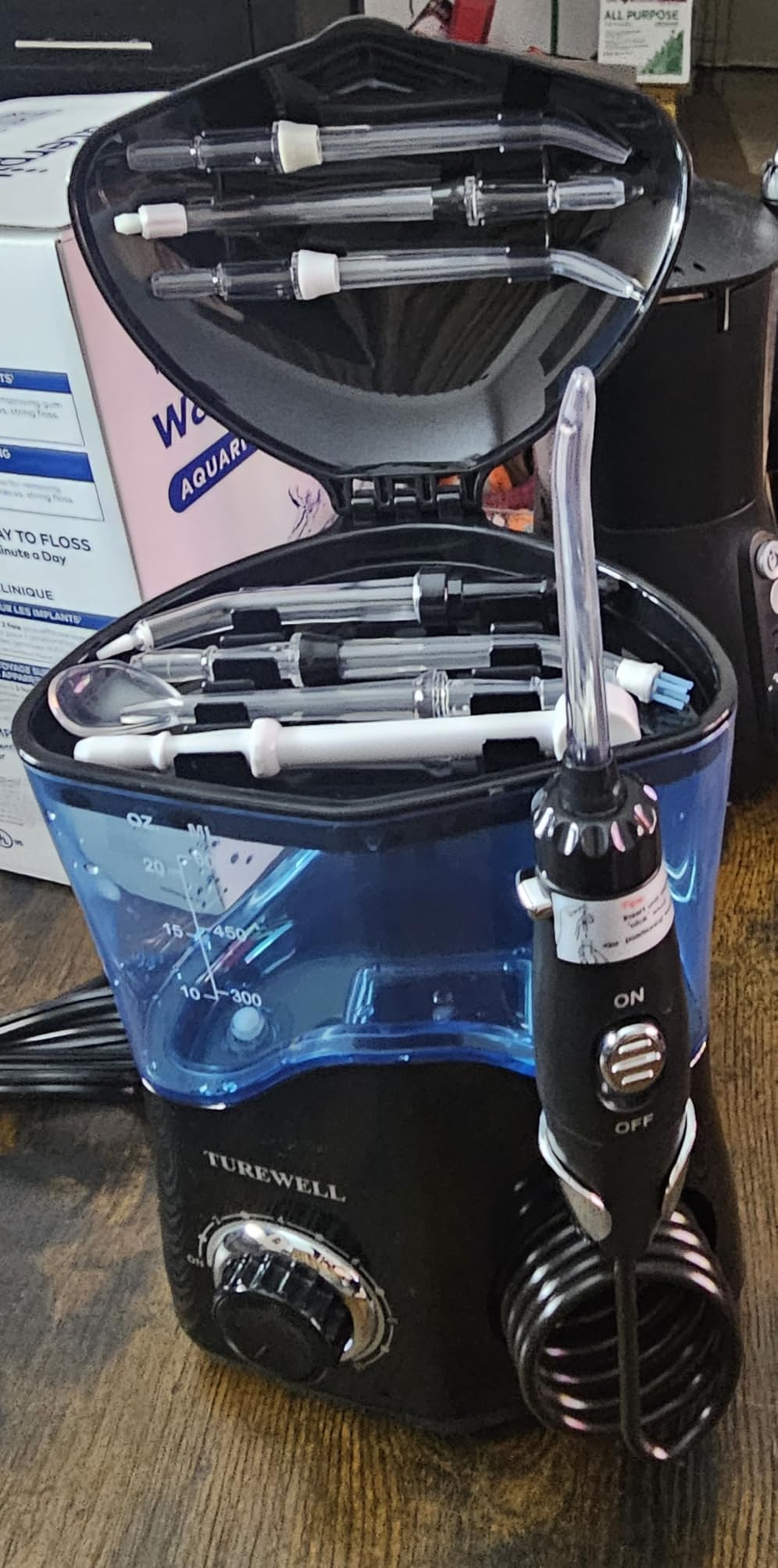 TUREWELL Water Dental Flosser for Teeth/Braces, Water Teeth Cleaner | 8 Jet Tips and 10 Pressure Levels, 600ML Large Water Tank Oral Irrigator for Family (Black) customer photo 1