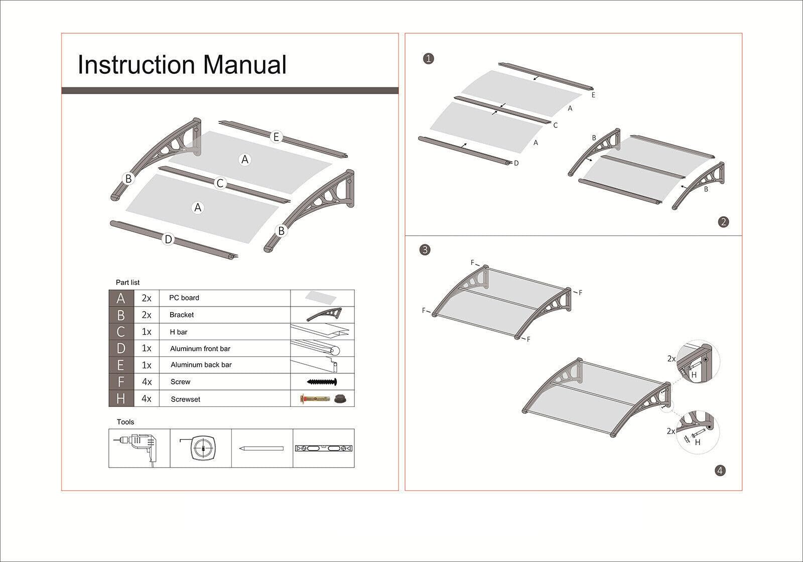 VINGLI Window Awning Door Canopy Exterior, 40