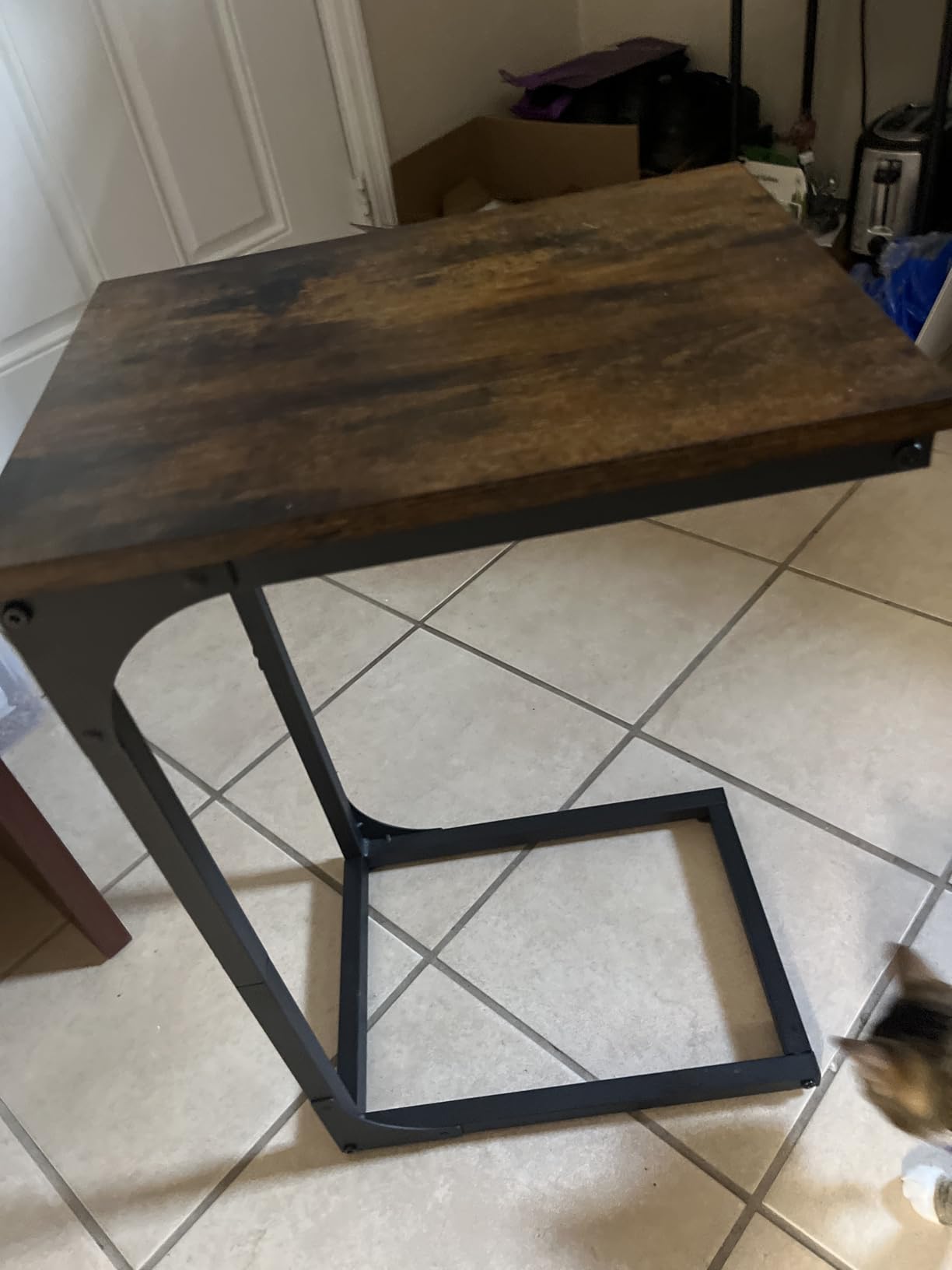 VASAGLE C-Shaped End Table, Small Sofa Side Table with Metal Frame, Rustic Brown and Black, BARNET Collection ULET350B01 customer photo 2