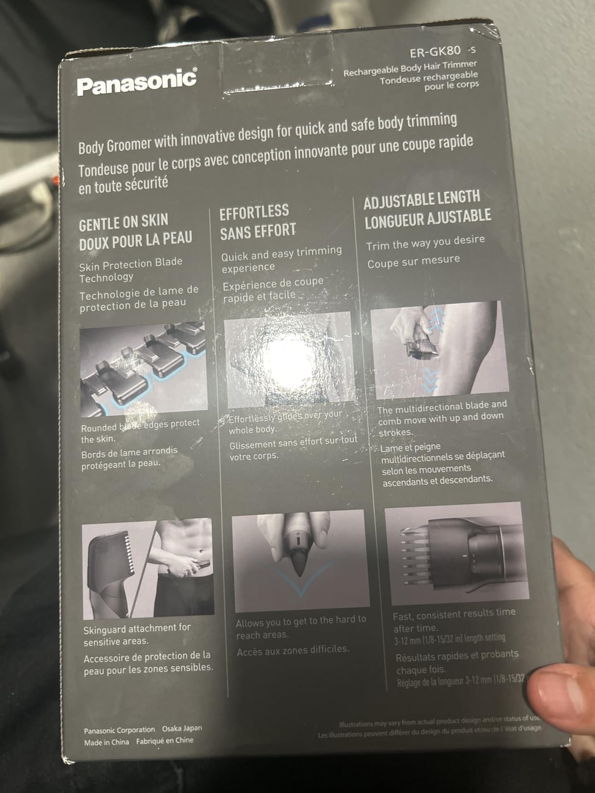 Panasonic Body Groomer for Men & Women, Unisex Wet/Dry Cordless Electric Body Hair Trimmer for Men & Women w/ 2 Comb Attachments, Multi-Directional Shaving in Sensitive Areas - ER-GK80-S (Black) customer photo 2