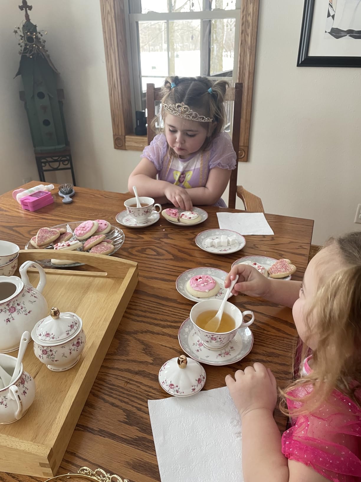 fanquare Vintage Porcelain Tea Set for Women Tea Party, Cup and Saucer Set for 6, Wedding Floral Teapot Set for Adults, Pink Rose customer photo 2