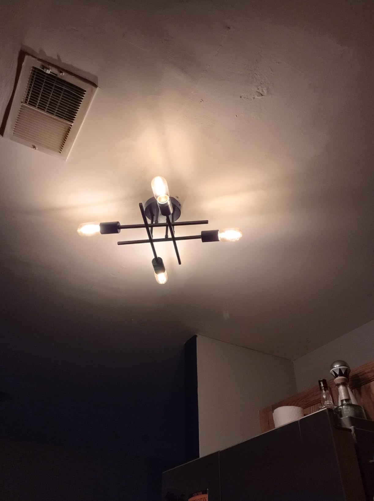 TOBUSA Modern 4-Light Semi Flush Mount Ceiling Light Fixture, Matte Black | Sputnik Close to Ceiling Light, Chandelier Light Fixture for Bedroom Kitchen Living Room Dining Room, 4 Light E26 Socket customer photo 1