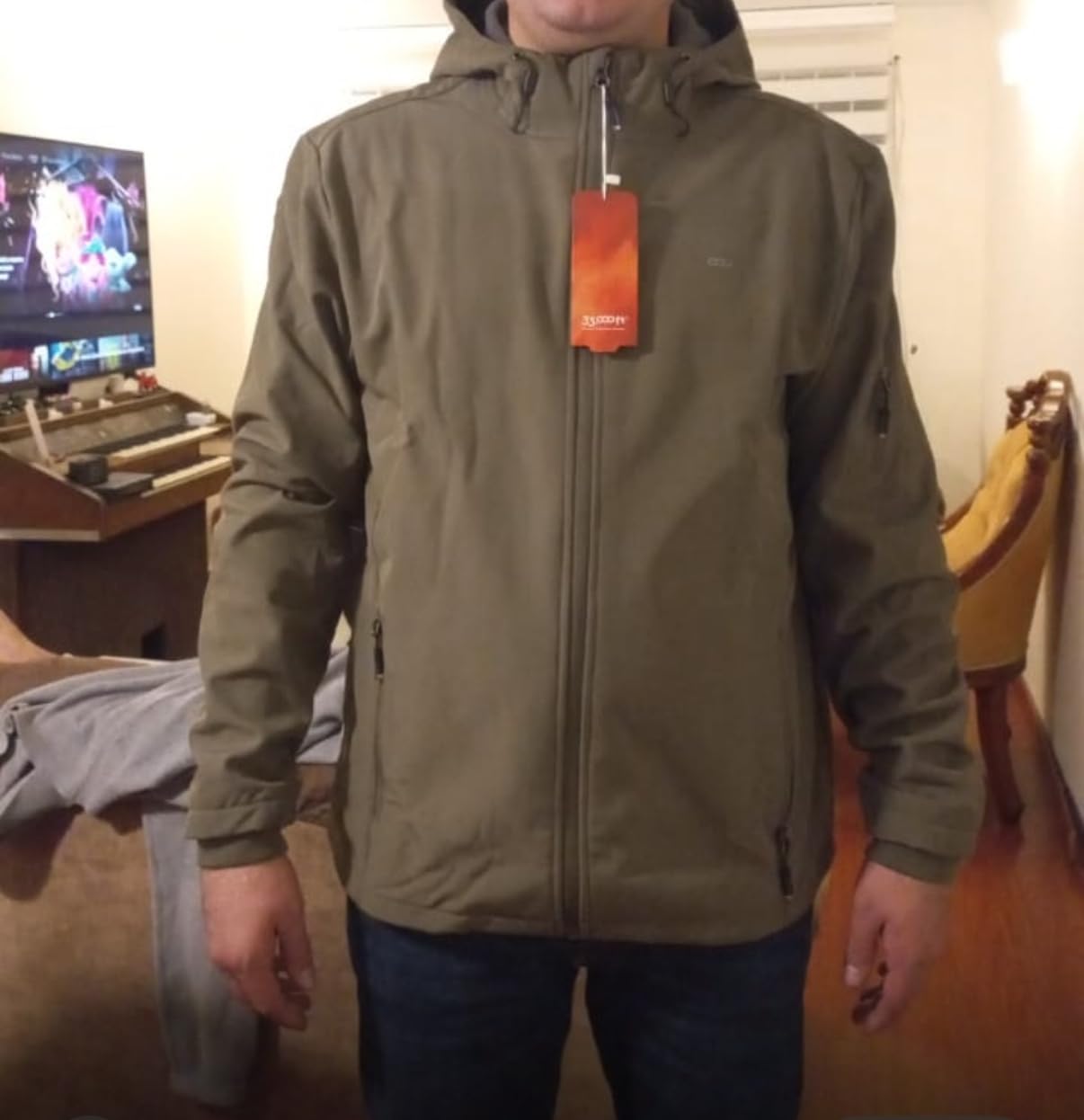 33,000ft Men's Hooded Softshell Jacket Waterproof Lightweight Insulated Windbreaker Fleece Lined Rain Shell Jacket customer photo 1