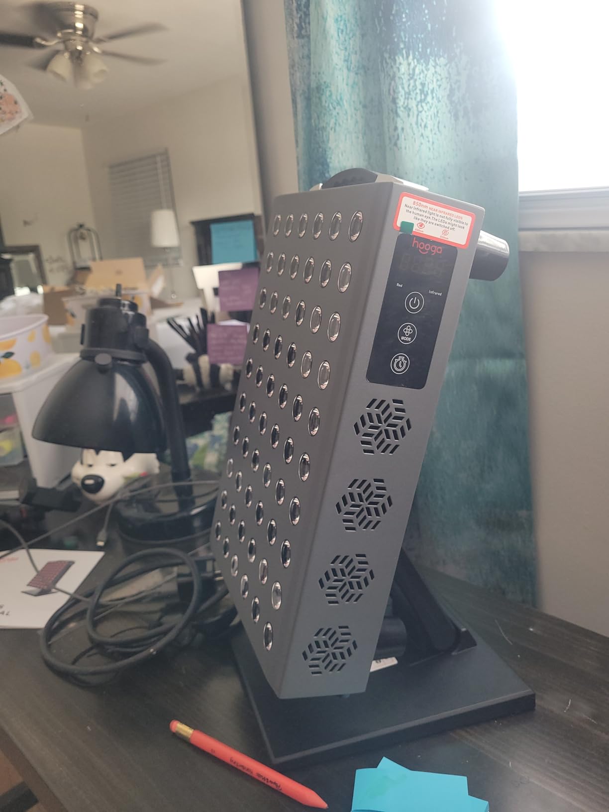 Hooga Red Light Therapy Panel Device - 660nm Red & 850nm Near Infrared Light Therapy, LED Light Therapy Lamp, 60 Dual Chip LEDs, Timer, Table Top Stand Included - PRO300 customer photo 1