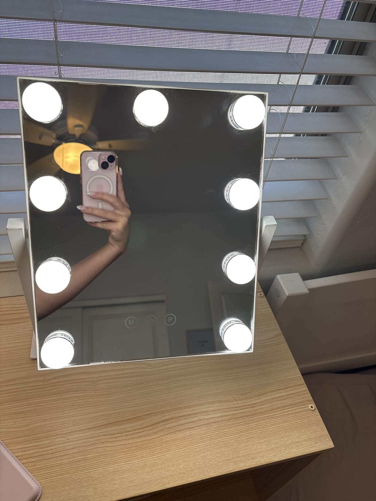 Kotdning Vanity Mirror with Lights, Lighted Vanity Mirror with 9 Dimmable Bulbs for Dressing Room & Bedroom, 3 Color Lighting, Modes Detachable 10x Magnification 360° Rotation (White) 12