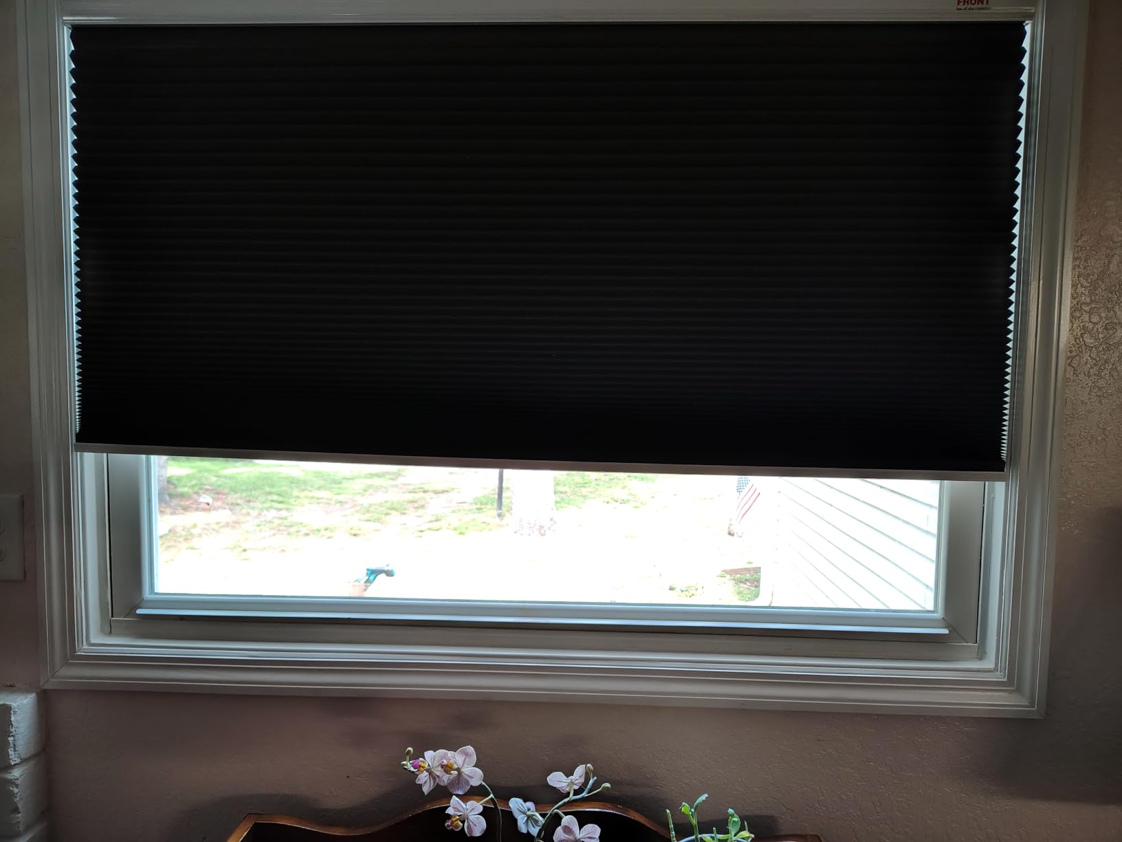 Changshade Cordless Cellular Shades, Blackout Honeycomb Shades for Windows, Pull Down Pleated Blinds, Easy to Install for Indoor Windows and French Doors, White(Blackout), 35
