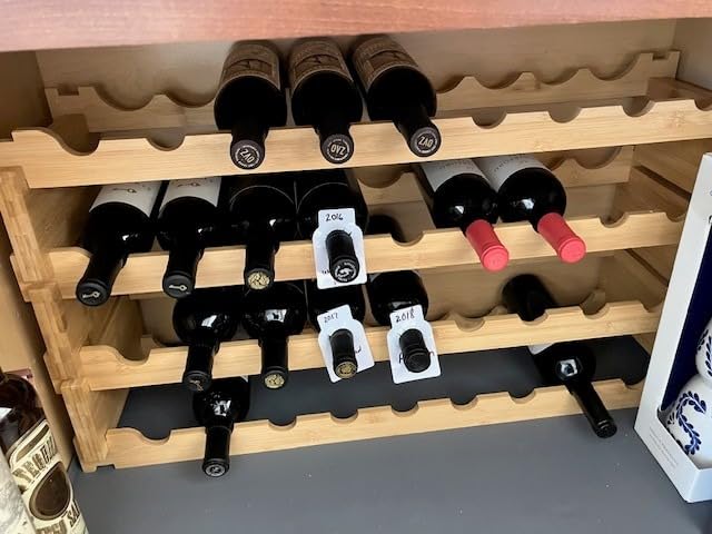 NutriChef 72 Bottle Wine Rack Stackable Bamboo Freestanding, 8-Tier Modular Shelf, Sturdy Wobble Free, Upgraded 2026 Design, Easy No-Tool Assembly for Kitchen, Cellar or Bar Storage 33.5