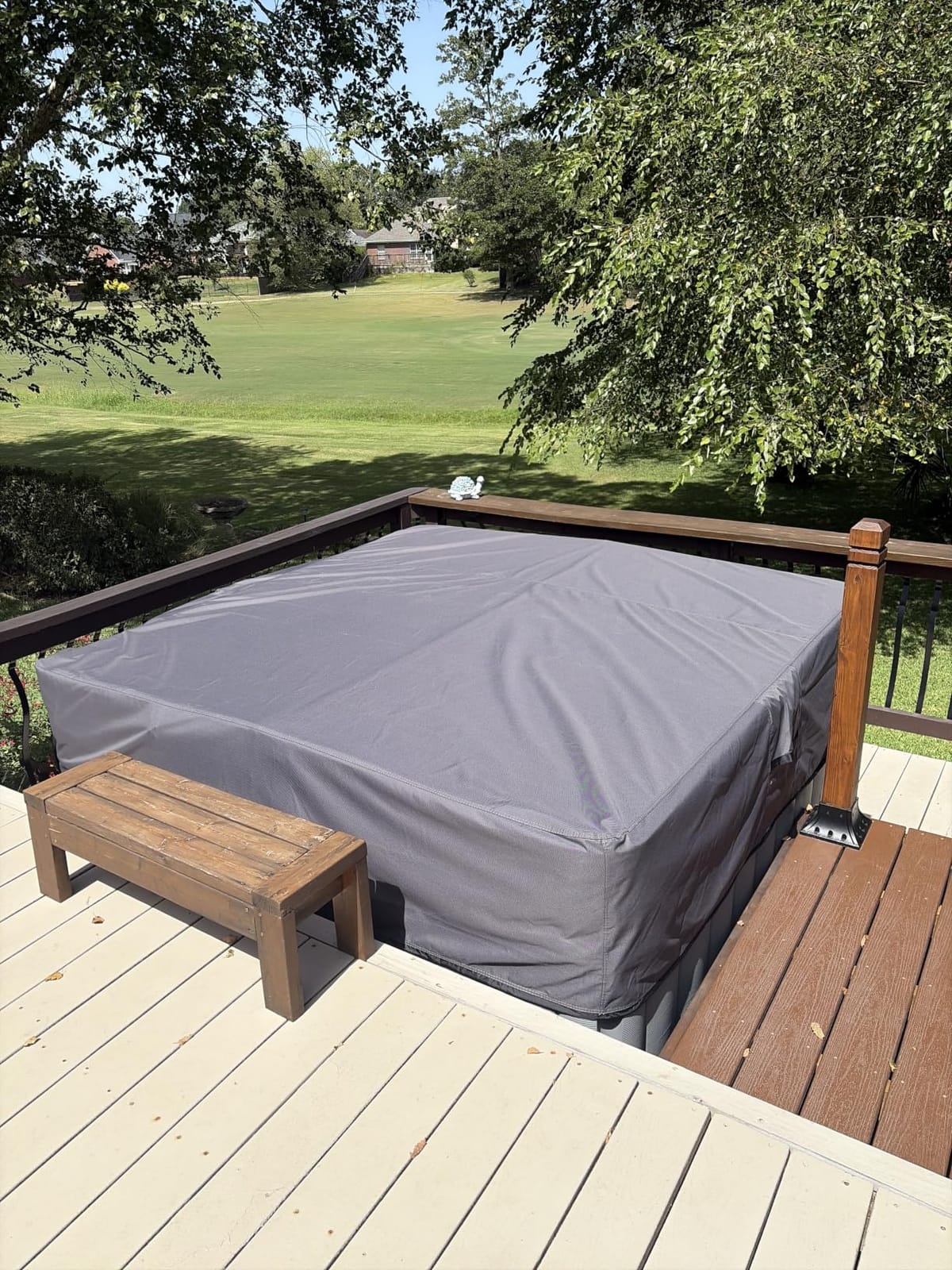 Waterproof Hot Tub Cover - Outdoor Spa Cover Cap(Fit 91''x91 x 20'') | 600D Heavy Duty Polyester Hot Tub Cover Protector (Dark Gray) customer photo 2