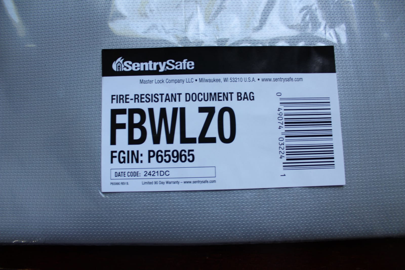 SentrySafe Fire and Water Resistant Portable Bag with Zipper for Money or Document Storage, FBWLZ0SSC customer photo 2