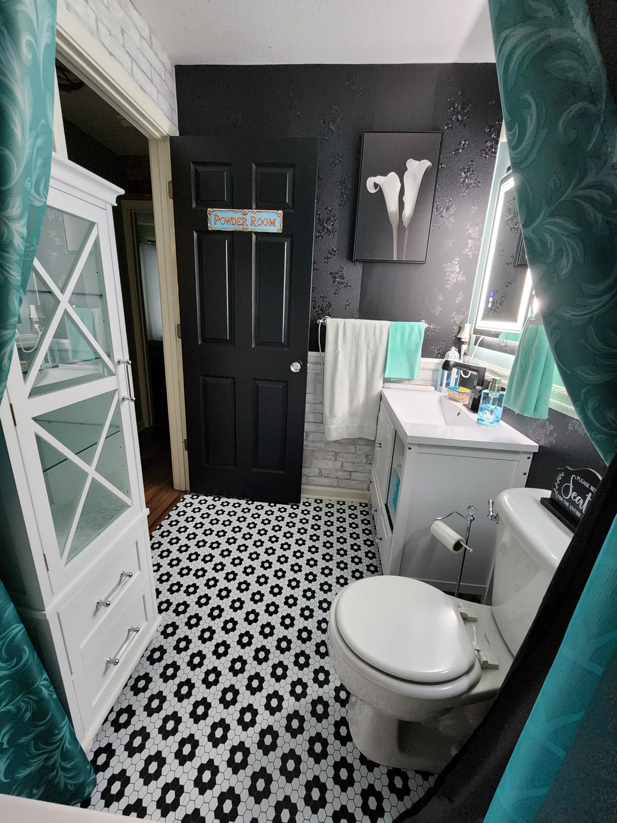 FloorPops Black Biscotto Peel & Stick Floor Tiles customer photo 2