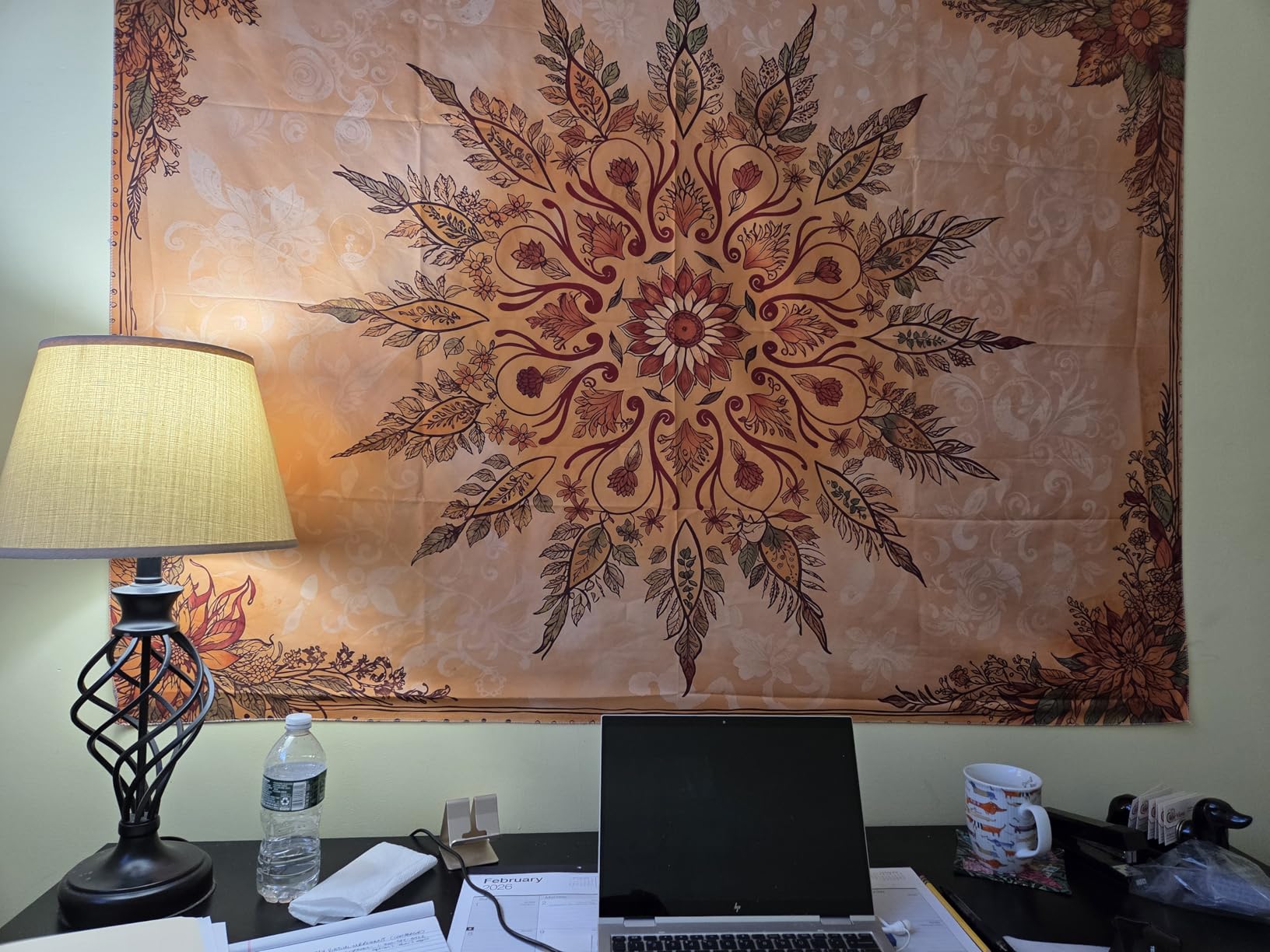 Accnicc Yellow Sun and Moon Tapestry Vintage Indie Boho Tapestry Wall Hanging with Sunflowers Butterfly Moth Constellation customer photo 1