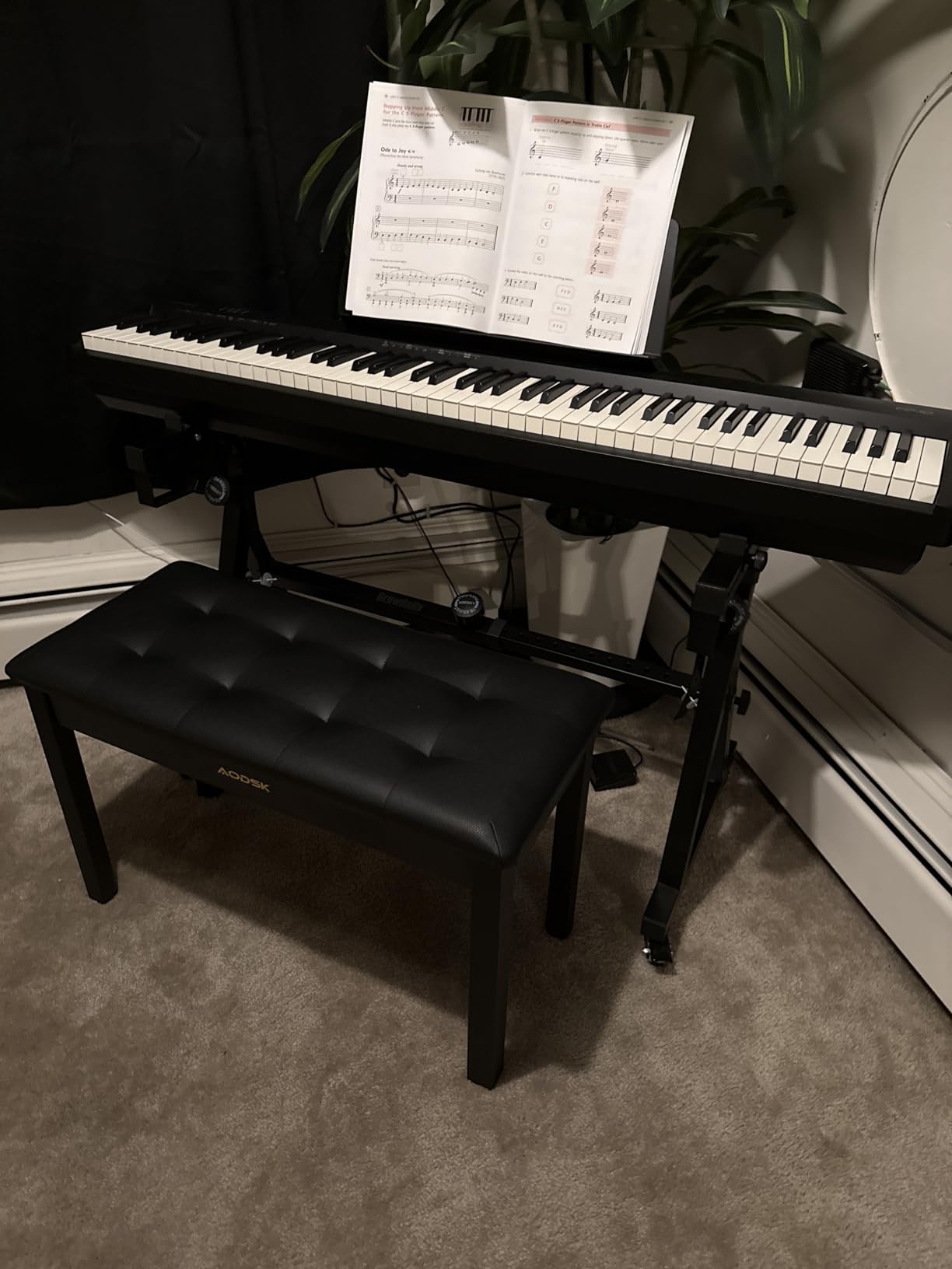 AODSK Wooden Duet Piano Bench with Padded Cushion and Storage Compartment for Music Books 29.13''x12.99''x18.11''(Black) (Duet Piano Bench) customer photo 2