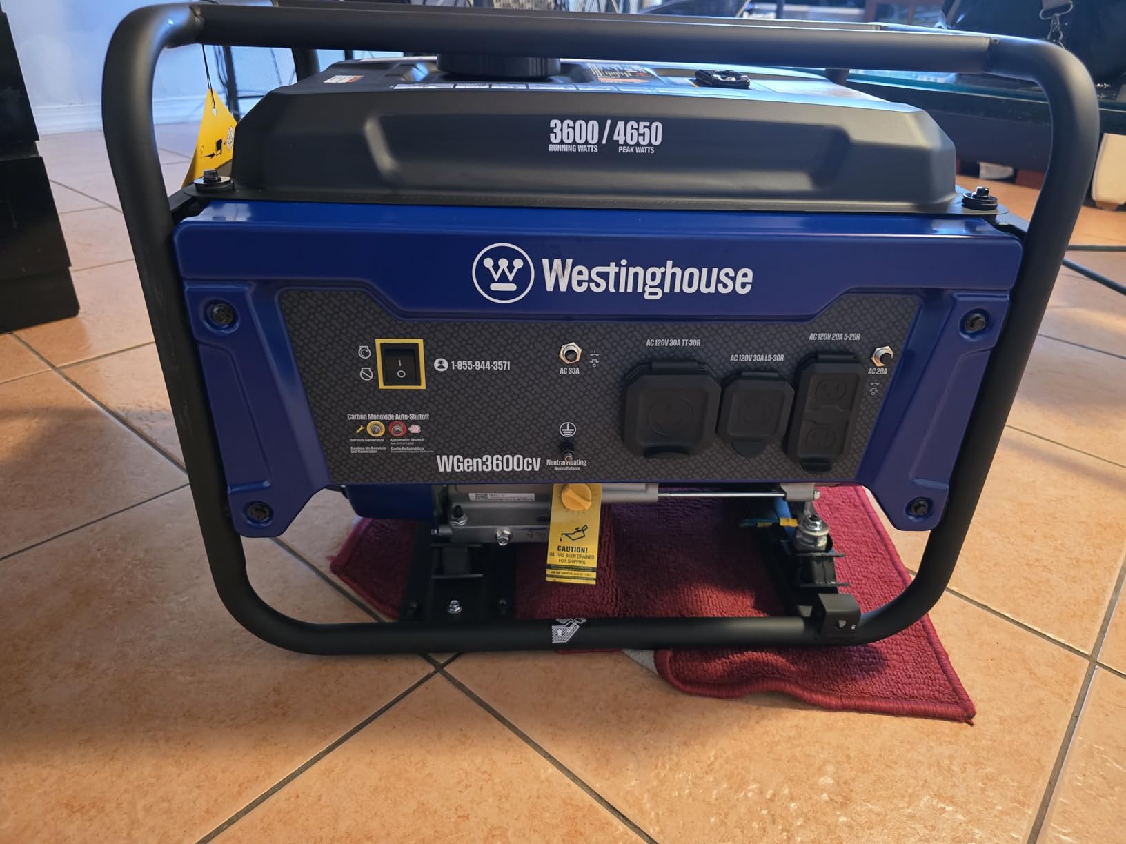 Westinghouse 4650 Peak Watt Portable Generator, RV Ready 30A Outlet, Gas Powered, CO Sensor customer photo 2