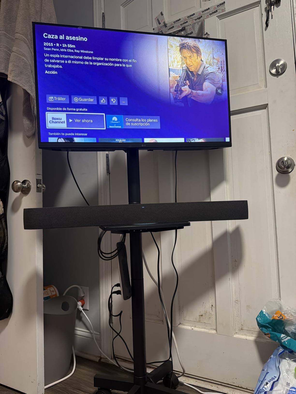 Rfiver Mobile TV Stand for 23-65 Inch Flat/Curved TVs up to 88 lbs Black | Rolling TV Stand with Adjustable Shelf & Tilt, Portable Floor Stand on Wheels for Bedroom, Living Room, Max VESA 400x400mm customer photo 1