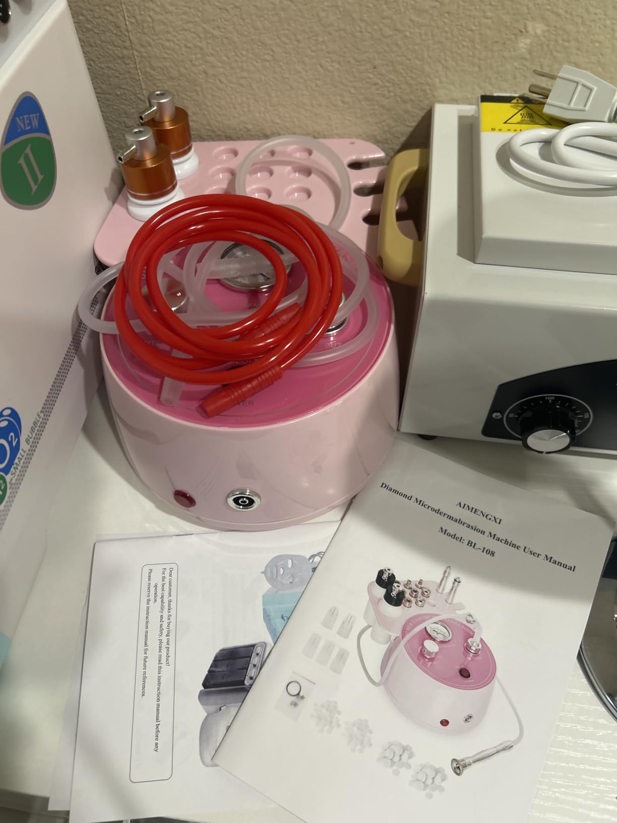 Diamond Microdermabrasion Machine Professional Plus, 3 in 1 Pink Diamond Dermabrasion Facial Beauty Equipment Skin Care for Vacuum Blackhead Removal & Spray, Suction Power 0-70 cmHg customer photo 1