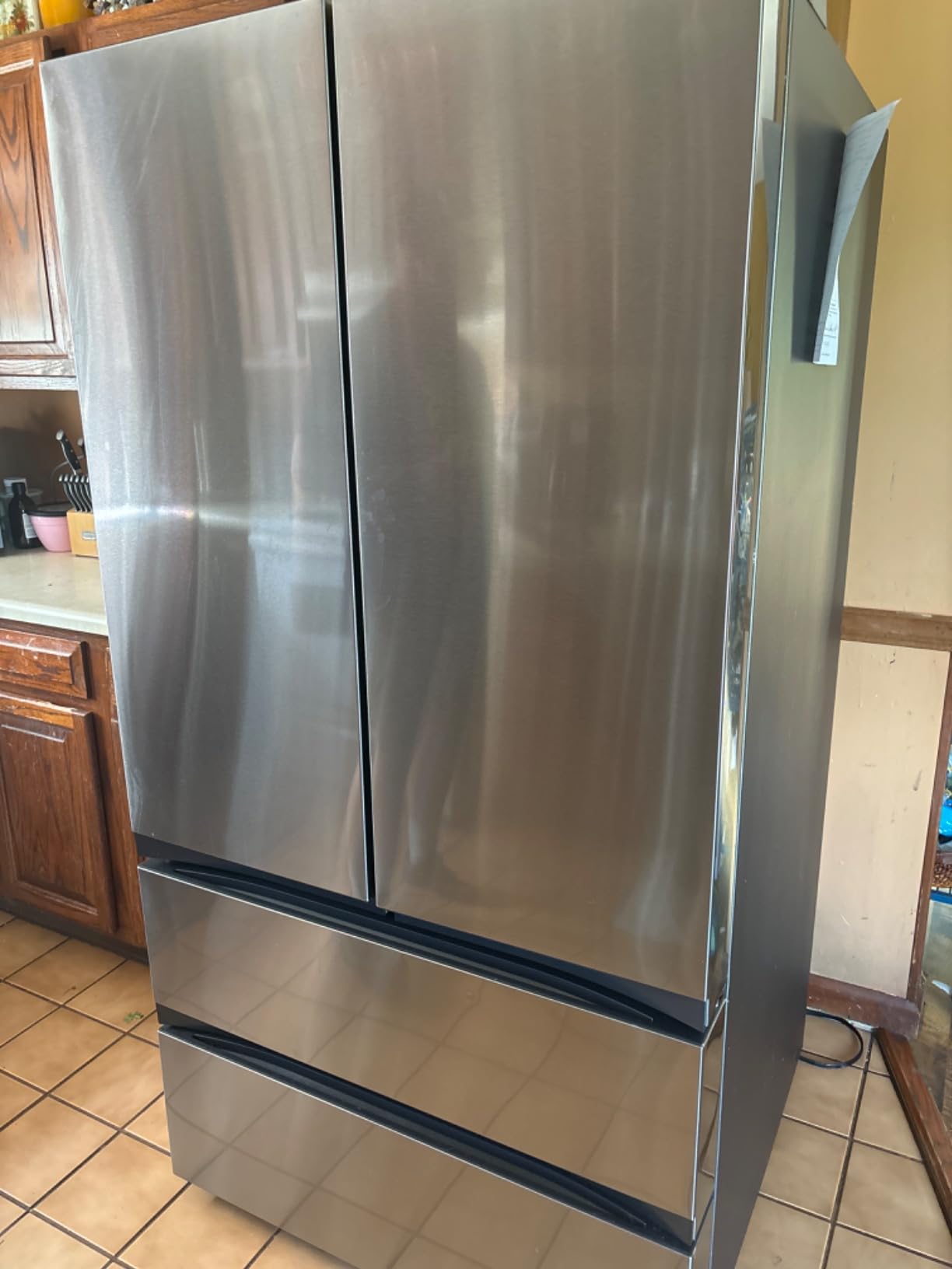 Samsung 17.5 cu. ft. Smart Counter Depth 3-Door French Door Refrigerator, Stainless Steel, RF18A5101SR/AA customer photo 2