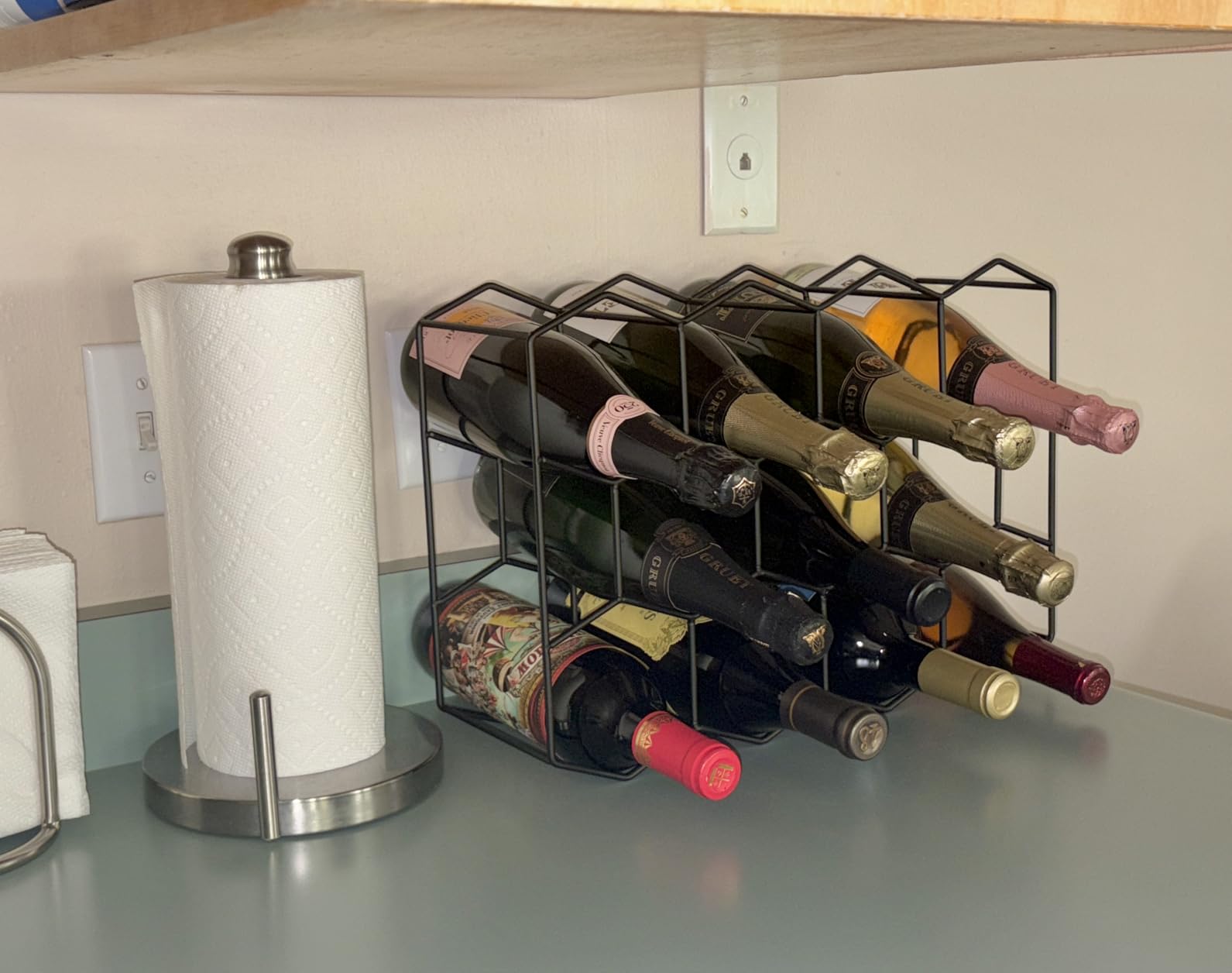 Gusto Nostro Countertop Wine Rack - 14 Bottle Freestanding Modern Black Metal Small - 3 Tier Tabletop Wine Holder Stand for Cabinet, Pantry - Wine Racks Countertop - No Assembly Required customer photo 1