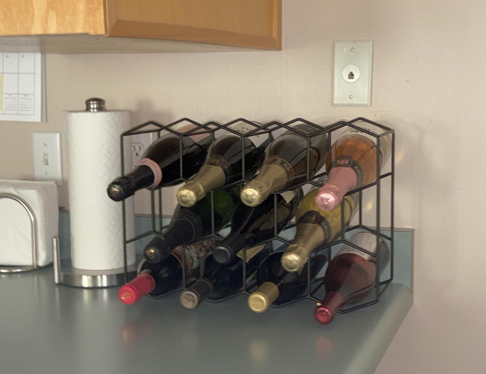 Gusto Nostro Countertop Wine Rack - 14 Bottle Freestanding Modern Black Metal Small - 3 Tier Tabletop Wine Holder Stand for Cabinet, Pantry - Wine Racks Countertop - No Assembly Required customer photo 2