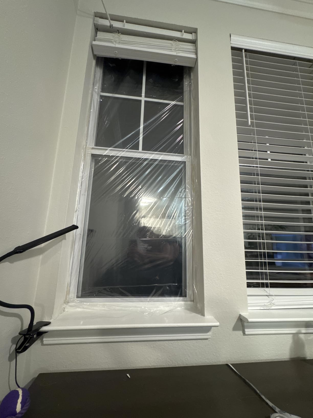 Duck Brand Window Insulation Kit - Winter Seal Kit Fits up to 10 Windows - Rolled Shrink Film Cuts to Size for Easy Indoor Installation - Tape Included - 62 in. by 420 in.- Clear customer photo 1