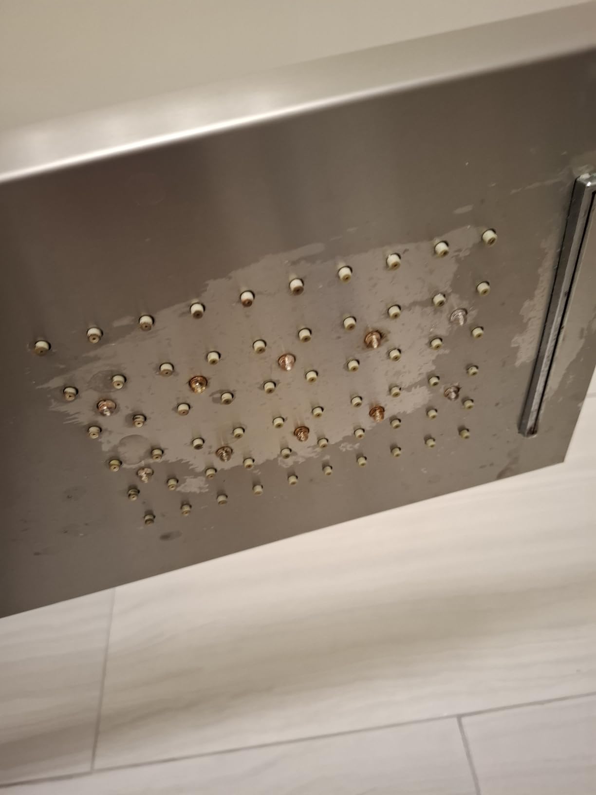 5-in-1 LED Shower Panel Tower System Stainless Steel Brushed Nickel | Rainfall + waterfall heads | 3 body jets | Handheld shower | Tub spout | LED lights | Wall mount customer photo 1