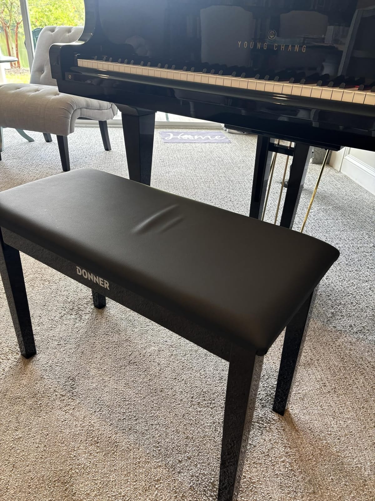Donner Duet Piano Bench with Storage, Solid Wooden Keyboard Bench Piano Bookcase Stool Chair Seat with High-Density Sponges Padded Cushion, Black customer photo 1