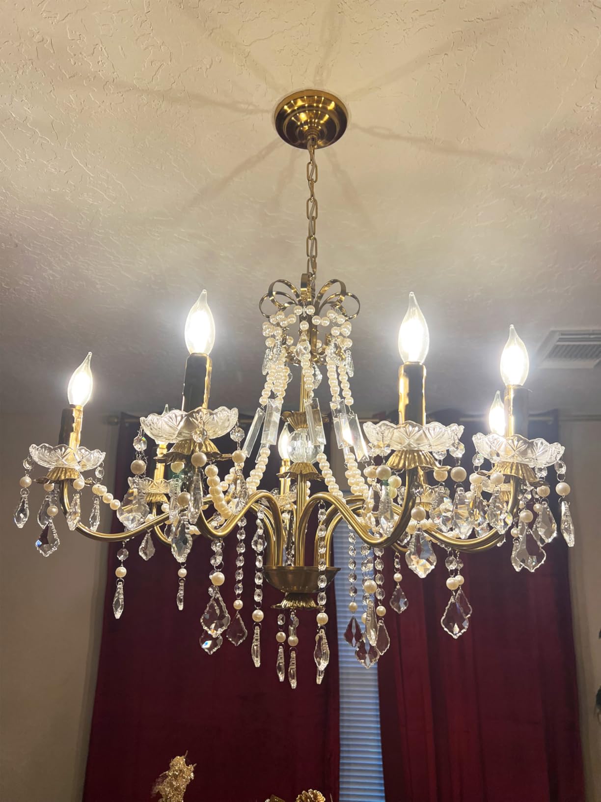 LaLuLa Antique Gold Chandelier Mini Crystal Chandelier Lighting 4 Light Small Modern Chandelier for Dining Room customer photo 1