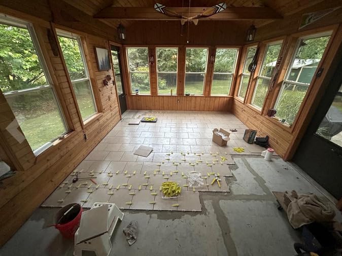 Tile Leveling System 1/8 Kit, 600pcs Tile Leveler Spacers Clips+200pcs Reusable Wedges+1pc Tile Pliers for Wall/Floor Tile Adjustment, Tile Leveler Tool Set for Tile & Stone Installation(1/8, Yellow) customer photo 1