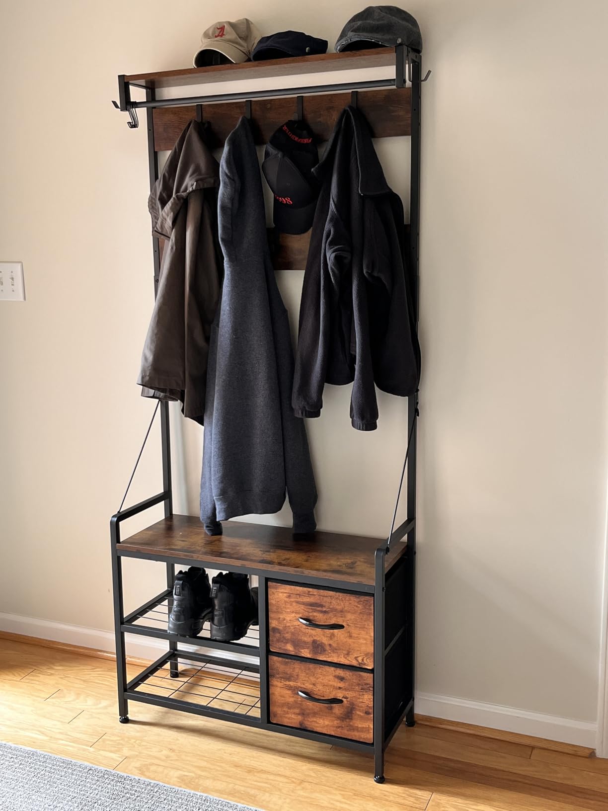 Lulive Hall Tree with Bench and Shoe Storage, 31.5
