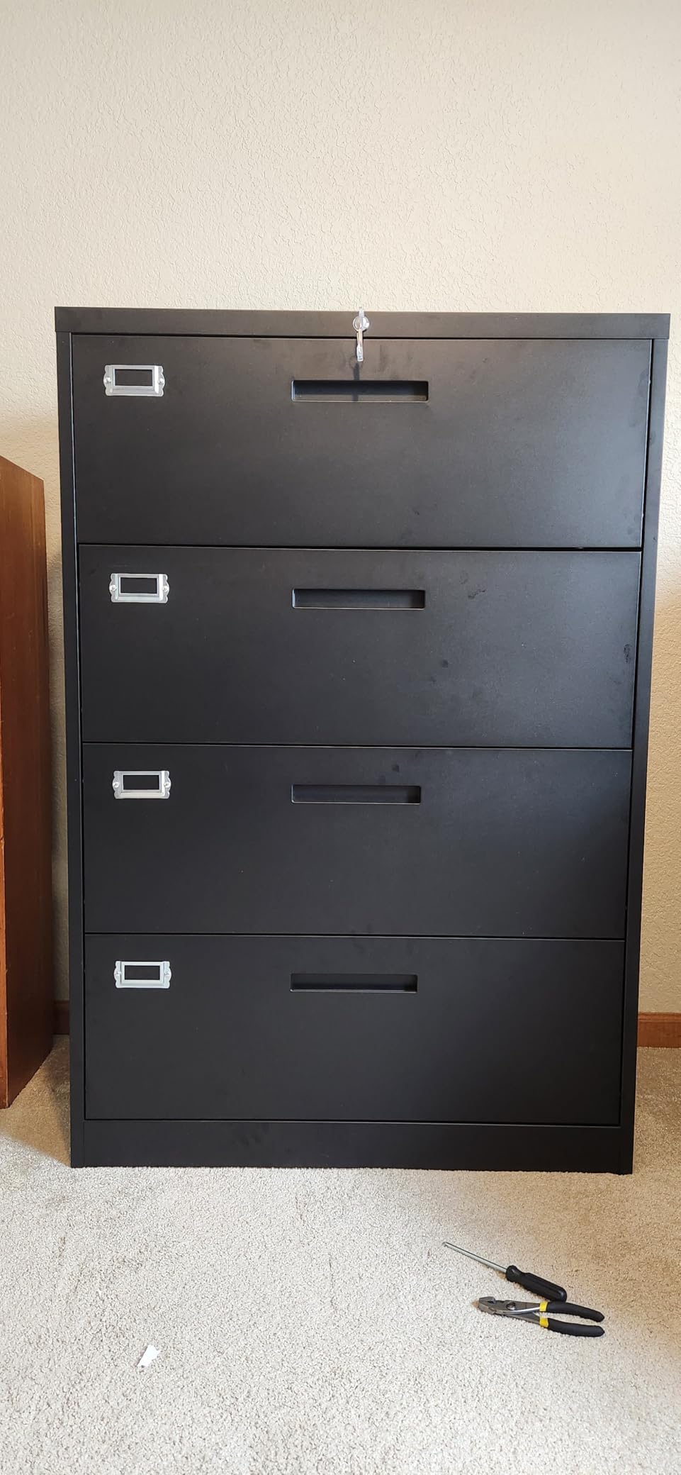 Metal Lateral File Cabinets with Lock,2 Drawer Steel Wide Filing Organization Storage Cabinets,Home Office Furniture for Hanging Files Letter/Legal/F4/A4 Size (Blcak-2 Drawer) customer photo 1