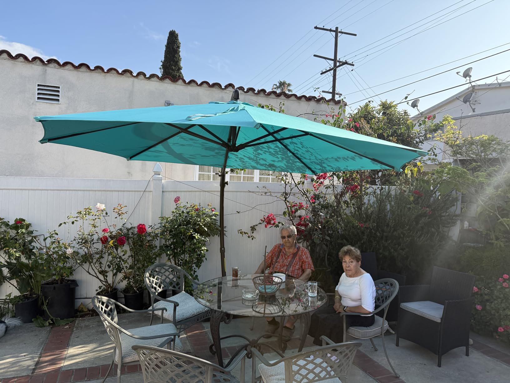LAUSAINT HOME Outdoor Patio Umbrella with Base included, 11 FT Deluxe Curvy Cantilever Umbrella Heavy Duty Offset Hanging Umbrella with 360° Rotation for Market, Pool, Garden, Backyard, Deck (Beige) customer photo 2