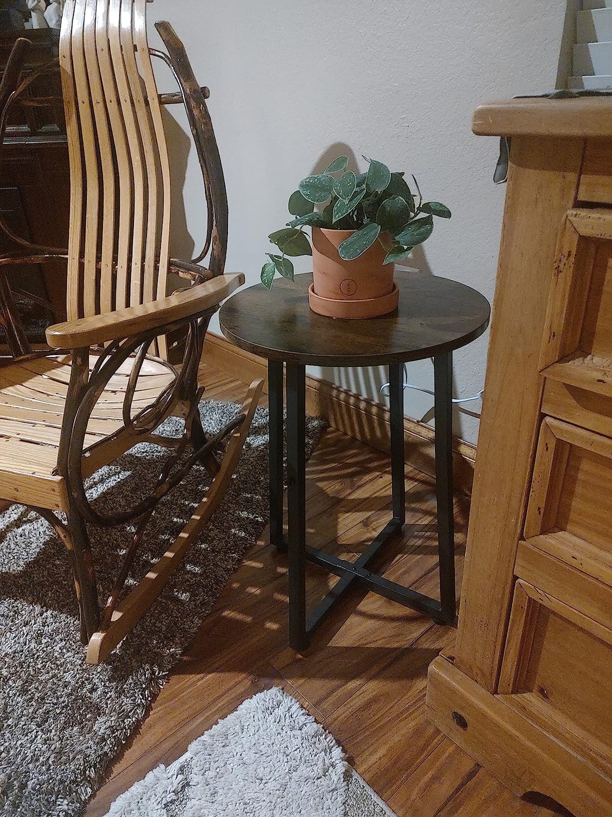HOOBRO Side Table, Round End Accent Table with Sturdy Metal Frame, 15.7