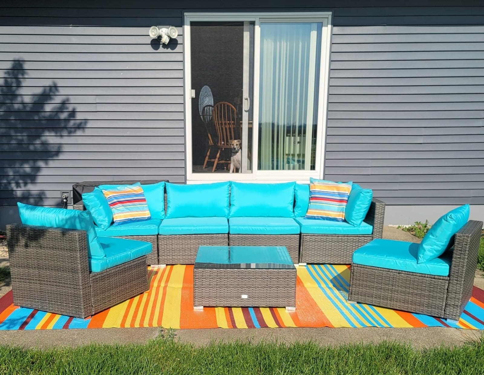 Outdoor Rug - 9x12 Green, Reversible Awning Mats, Outdoor Patio Rugs Clearance, Waterproof Large RV Camper Rug 7223 customer photo 2