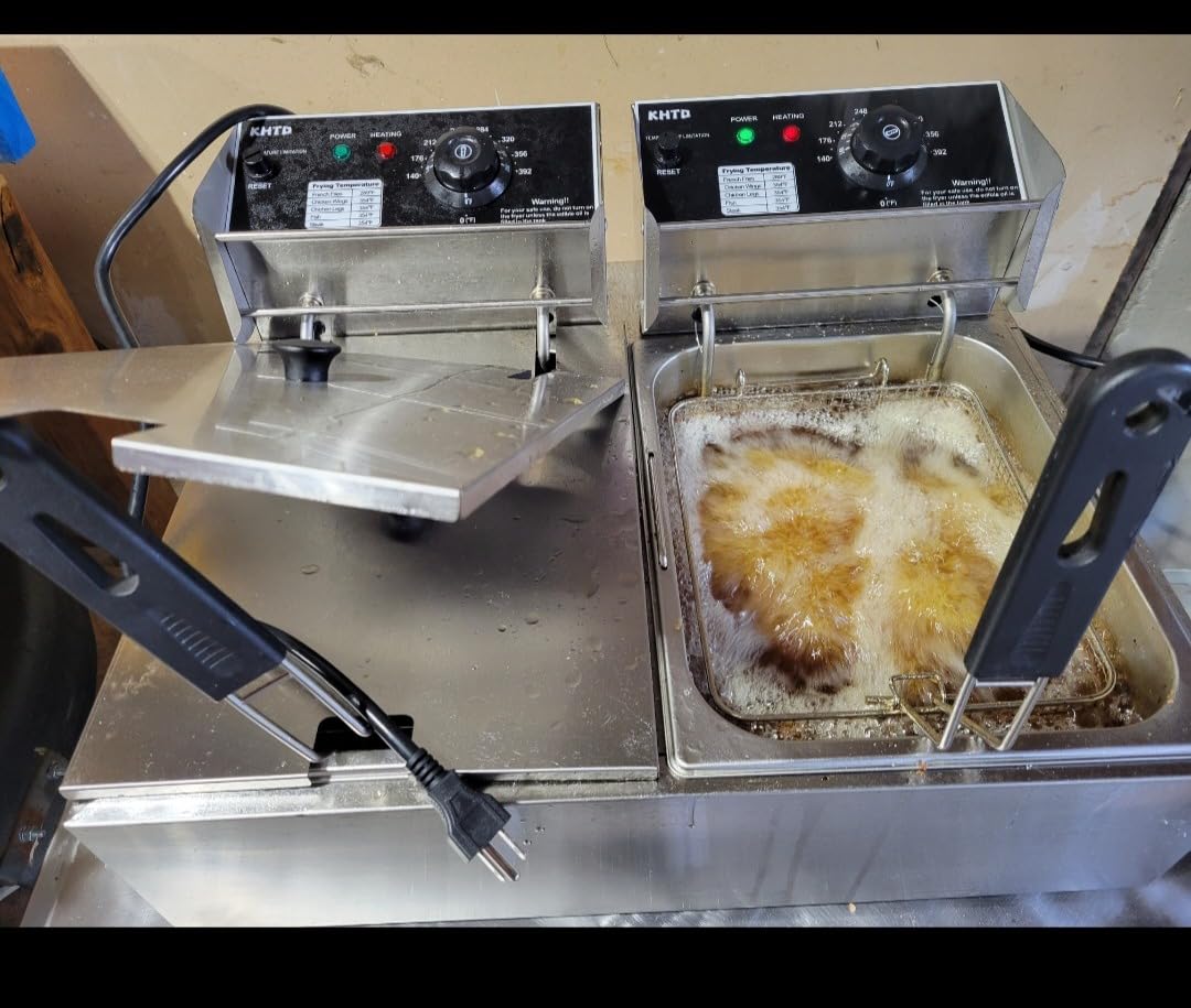 Commercial Deep Fryer with Basket, 3400W 12.7QT/12L, Detachable Large Capacity Stainless Steel Countertop Electric Oil Fryer with Temperature Control for Restaurant or Home Use customer photo 2