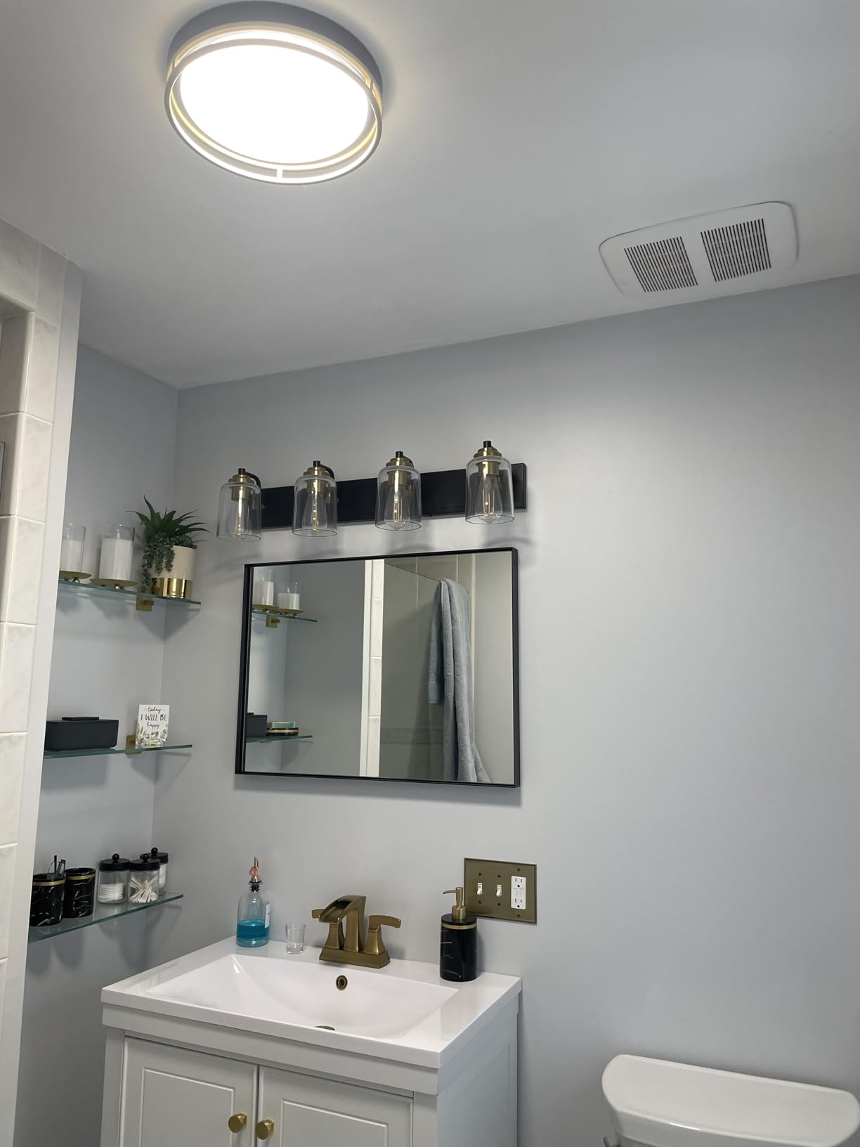 12.5 Inch LED Flush Mount Ceiling Light Fixture, 26W, Super Bright 1700 Lumens, 3 Color 3000K/4000K/5000K, Dimmable Ceiling Lamp for Bedroom Hallway Bathroom Kitchen Laundry (Black Gold) customer photo 1