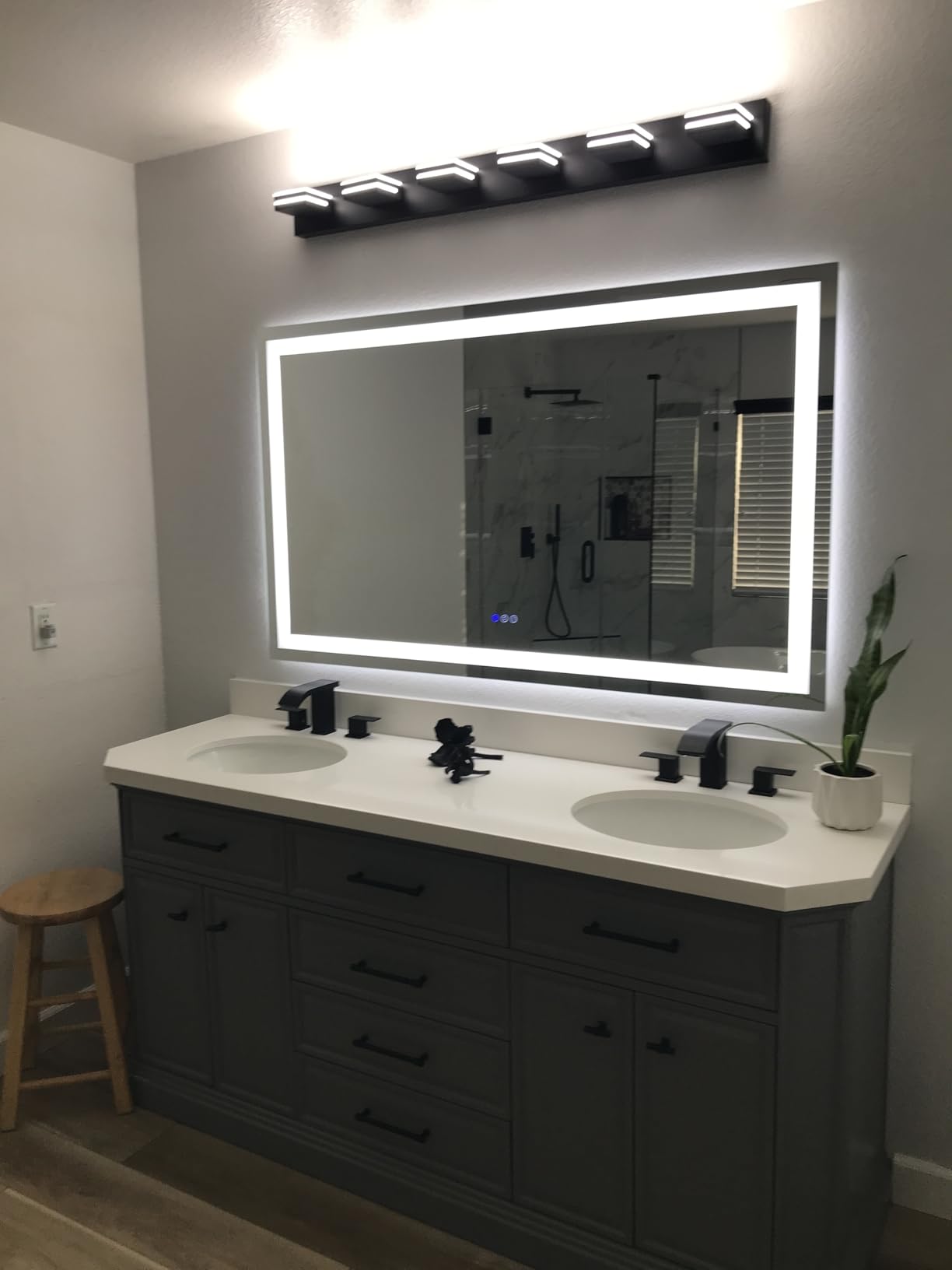 60x36 LED Bathroom Mirror with Lights, Lighted Vanity Mirror | Backlit and Front Light, Anti-Fog, 3 Color Dimmable, Memory, Tempered Glass, IP54 Waterproof, UL Listed customer photo 2